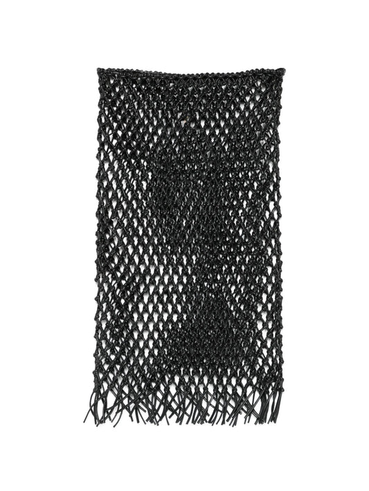 Nelaya macramé leather midi skirt