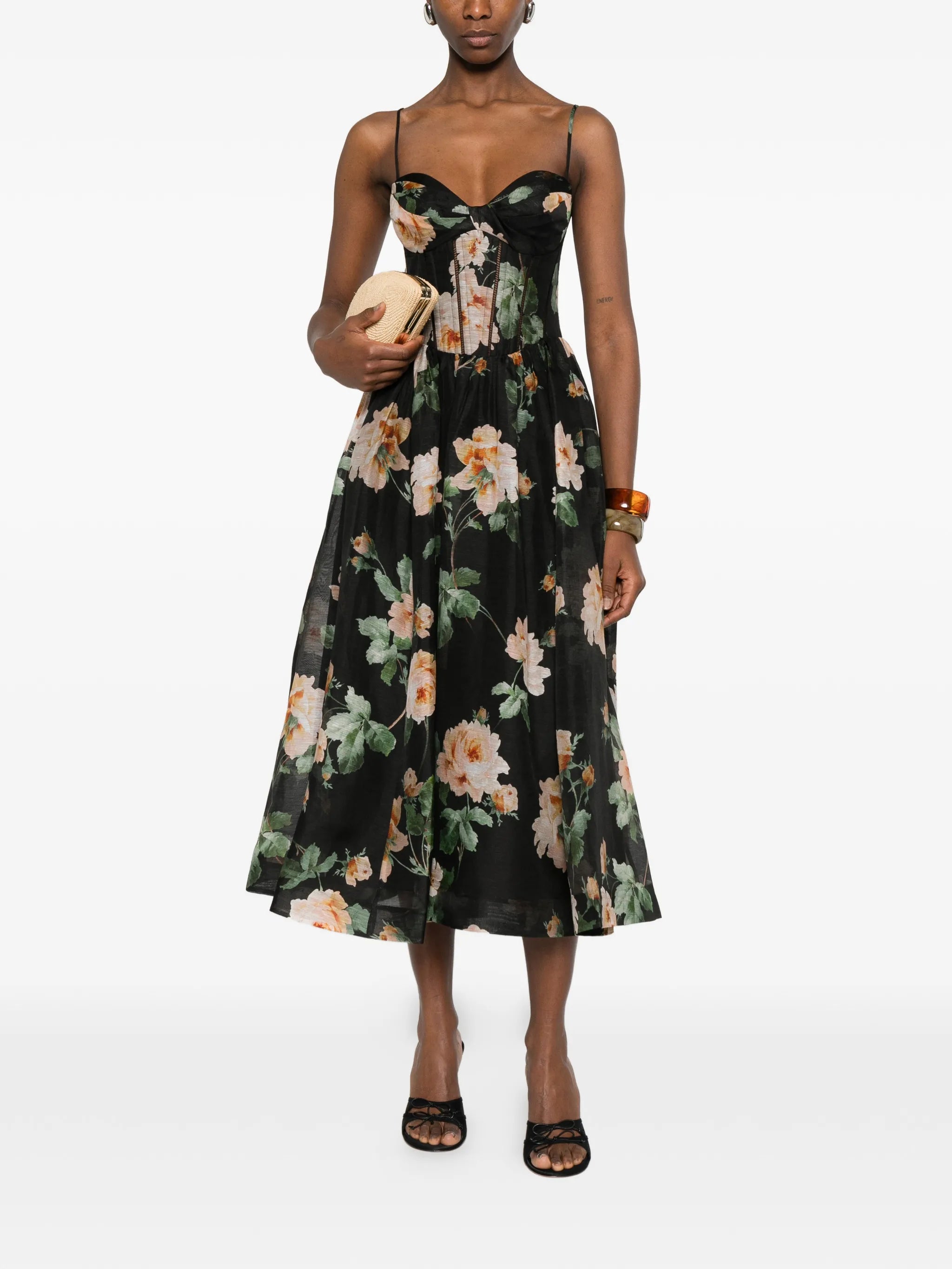 Luna corset floral midi dress