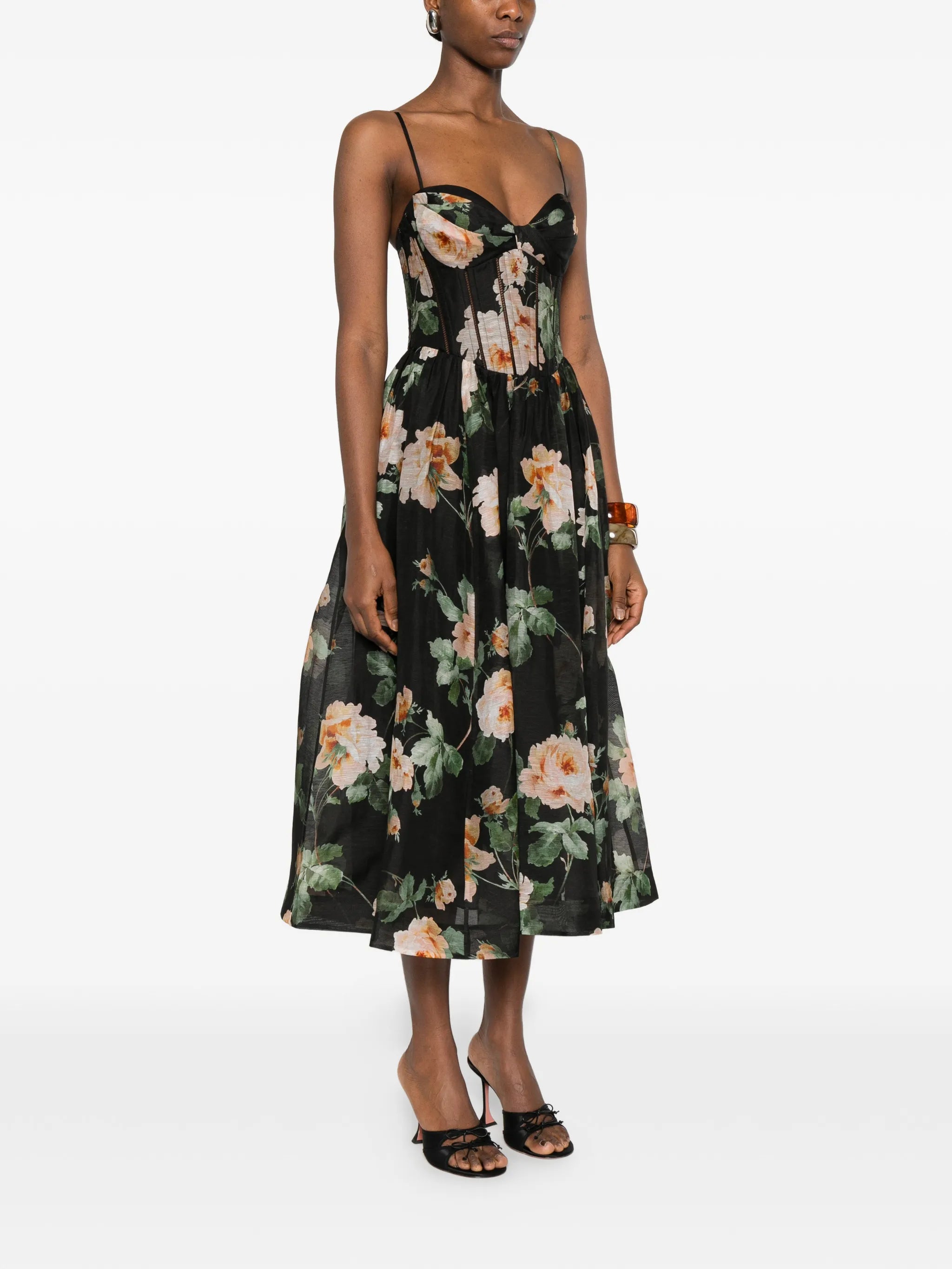 Luna corset floral midi dress