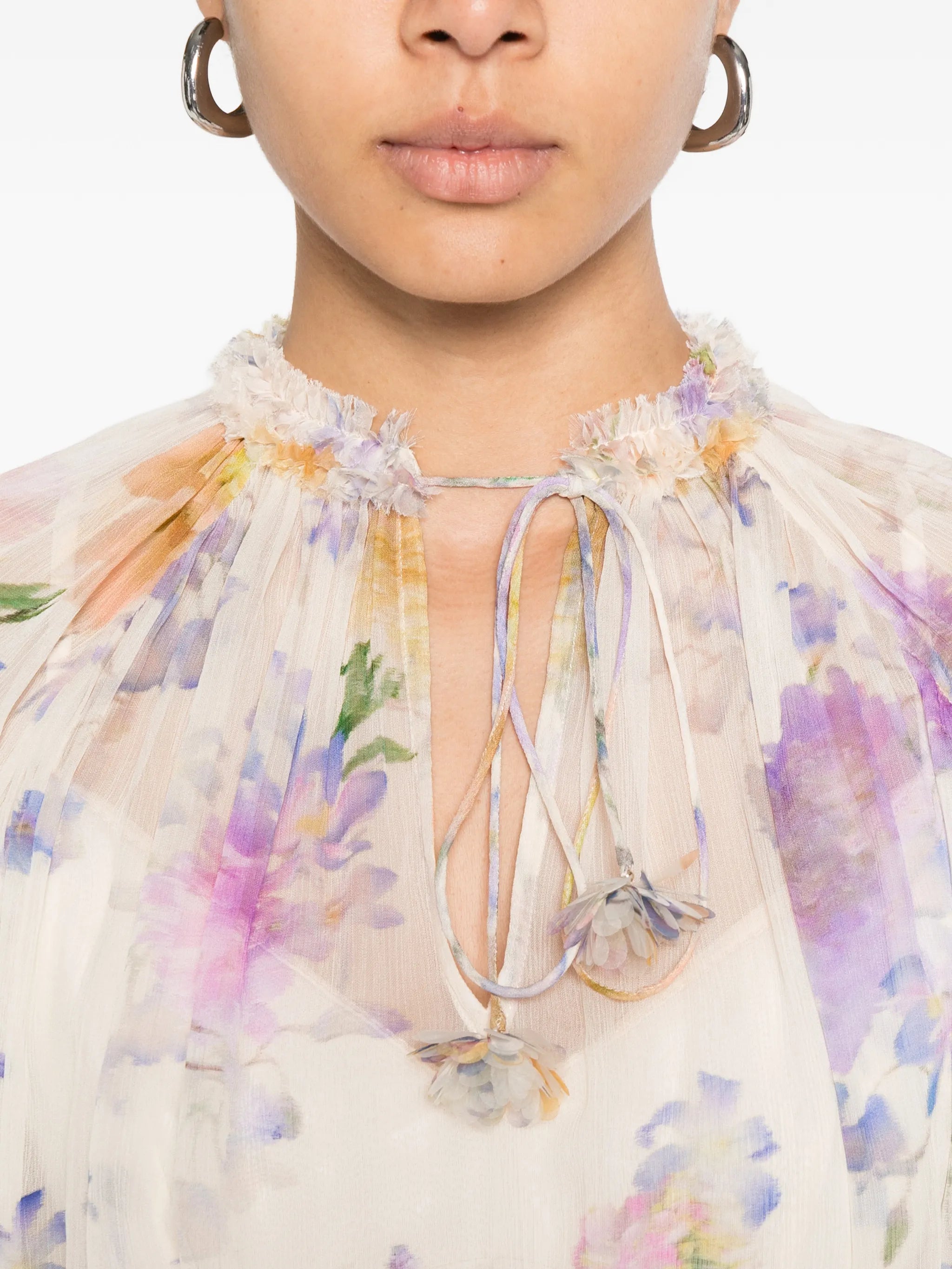 Luna ruffle floral-print blouse