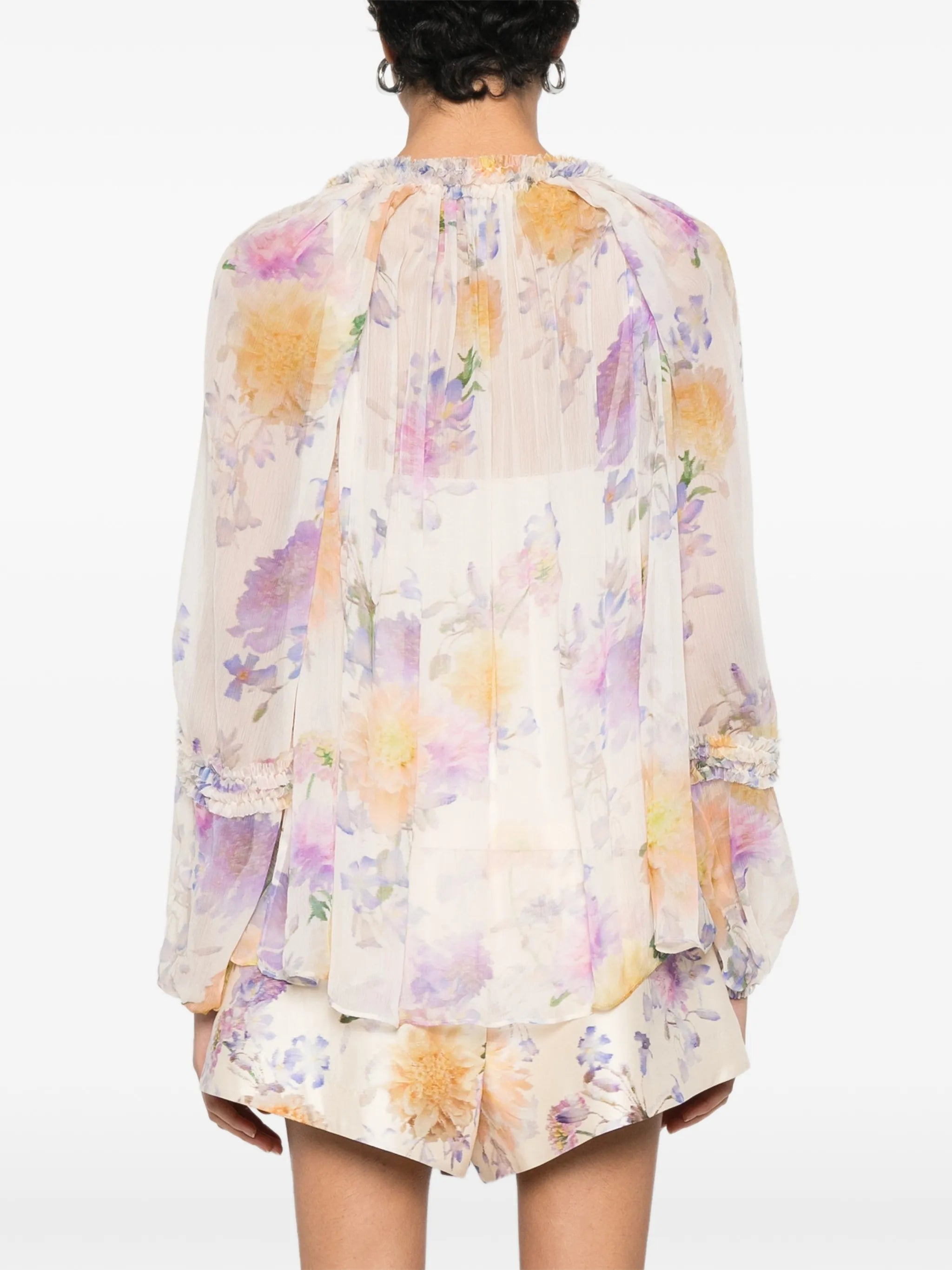 Luna ruffle floral-print blouse