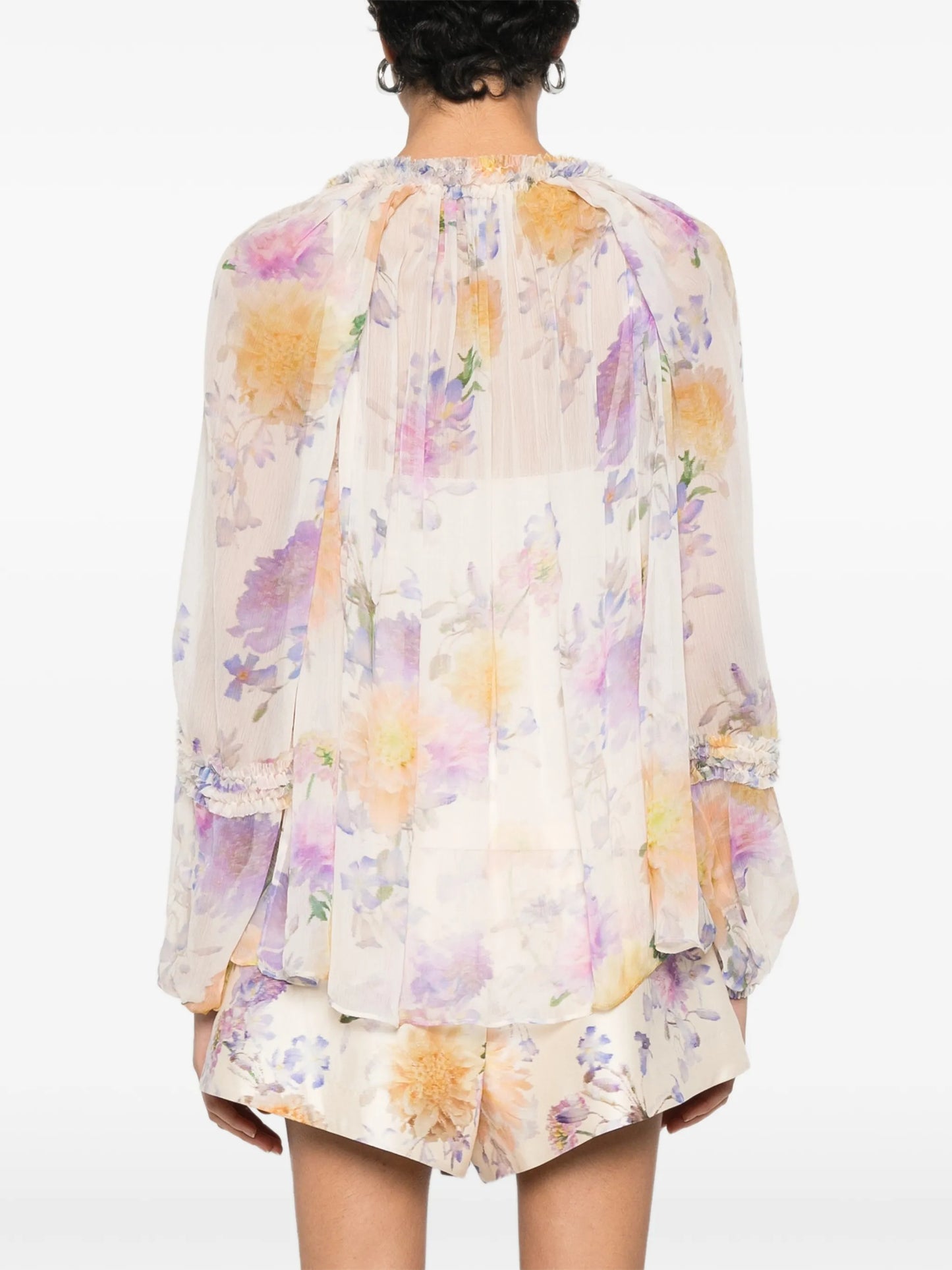 Luna ruffle floral-print blouse