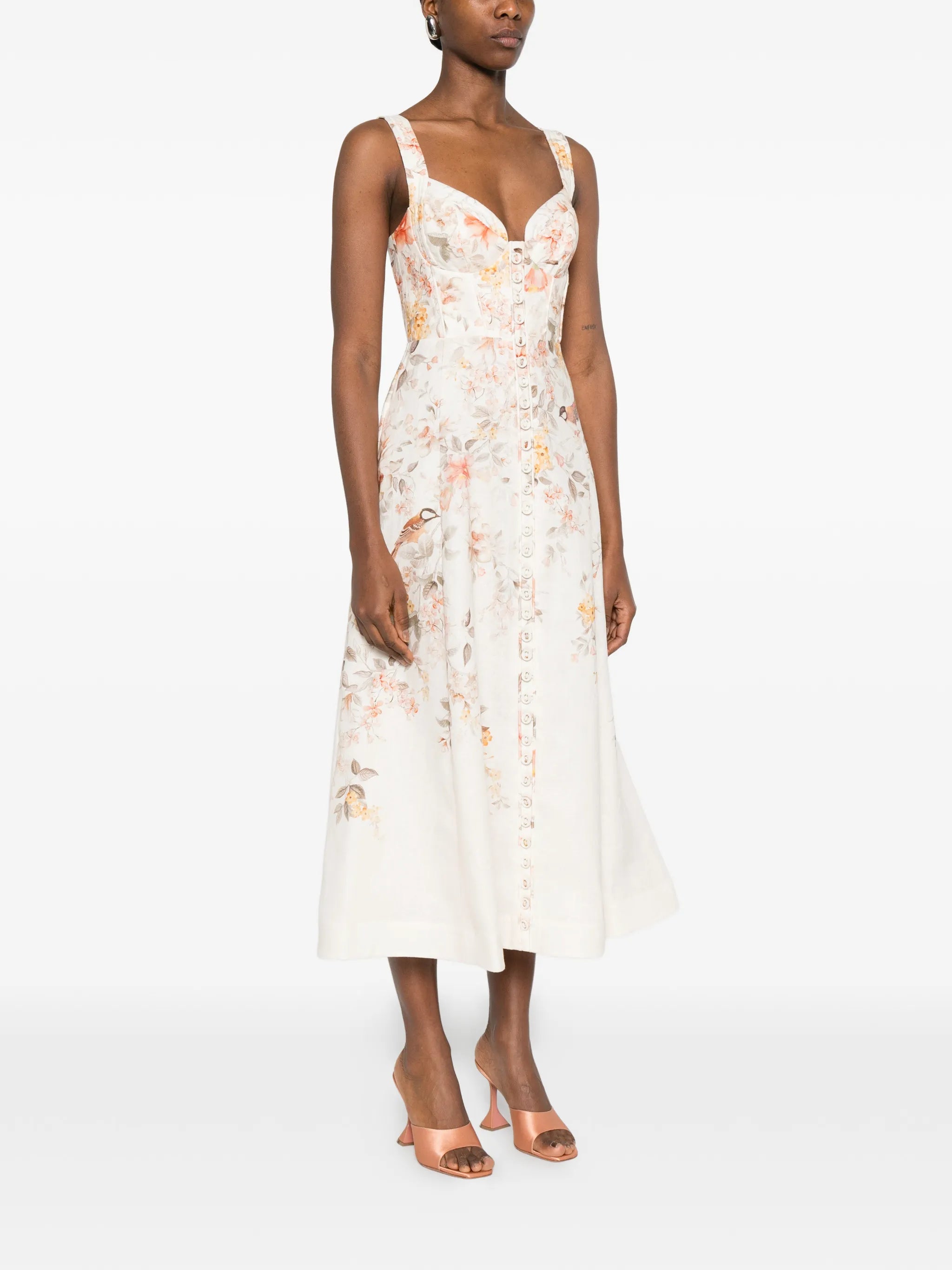 Luna buttoned floral picnic midi dress