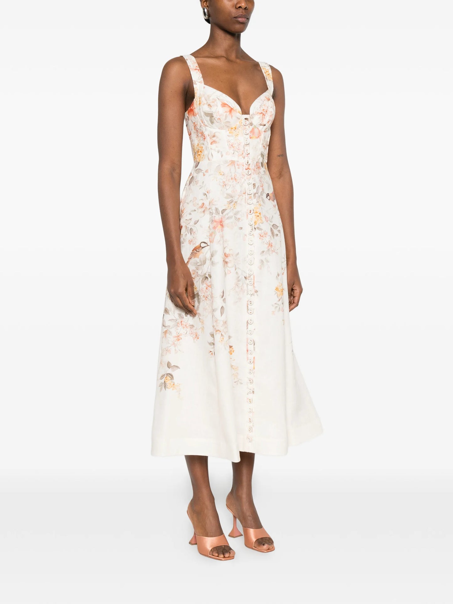 Luna buttoned floral picnic midi dress