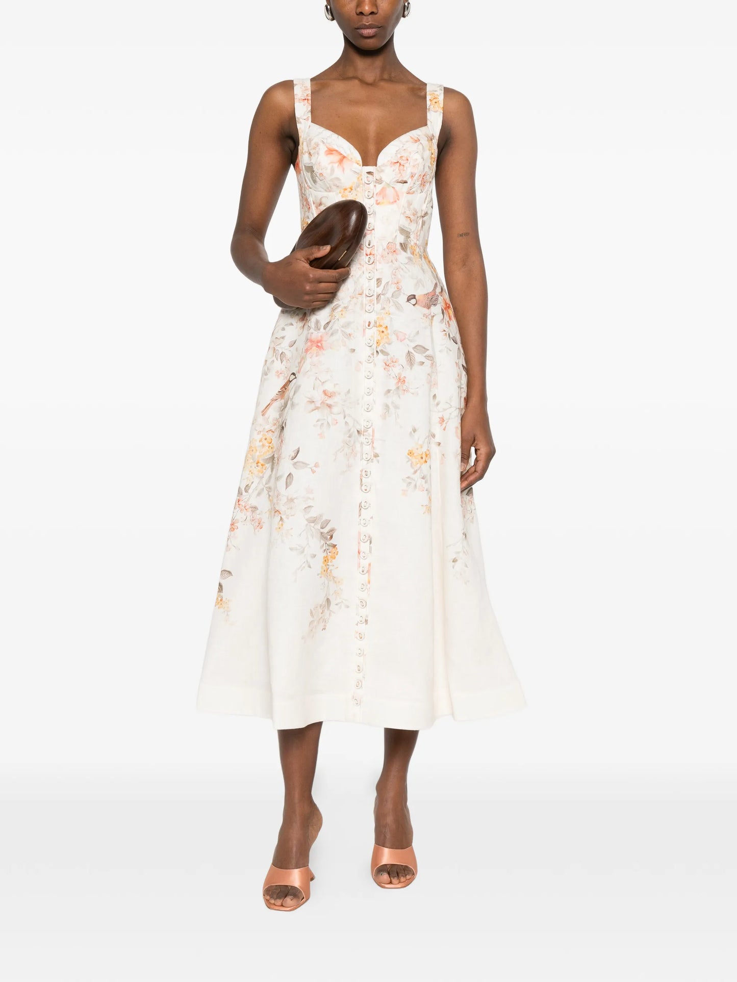 Luna buttoned floral picnic midi dress