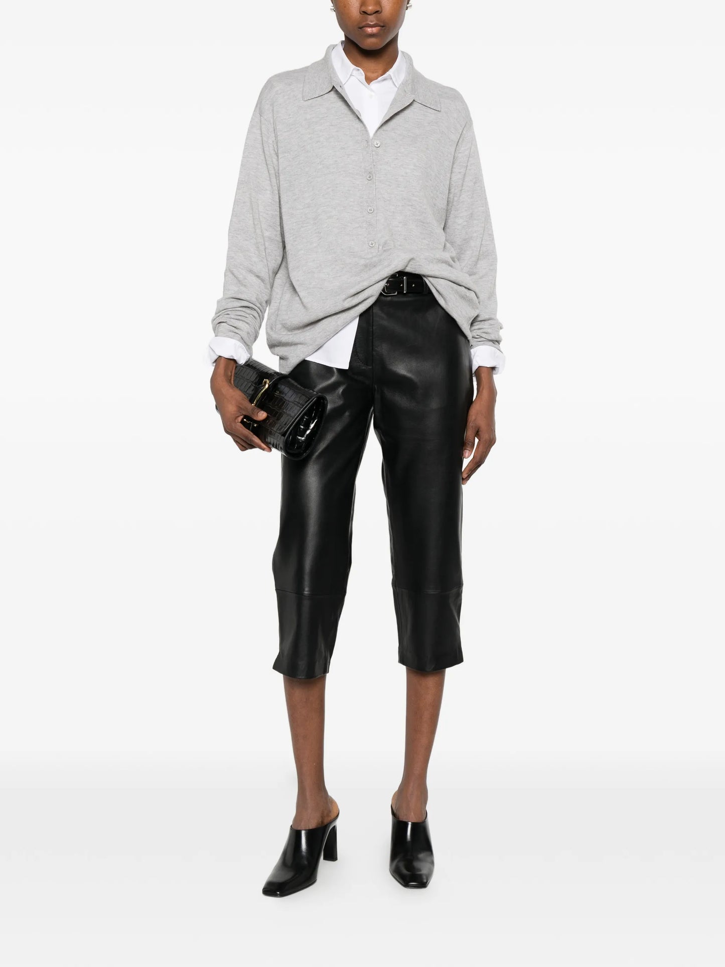 Lior leather capri trousers