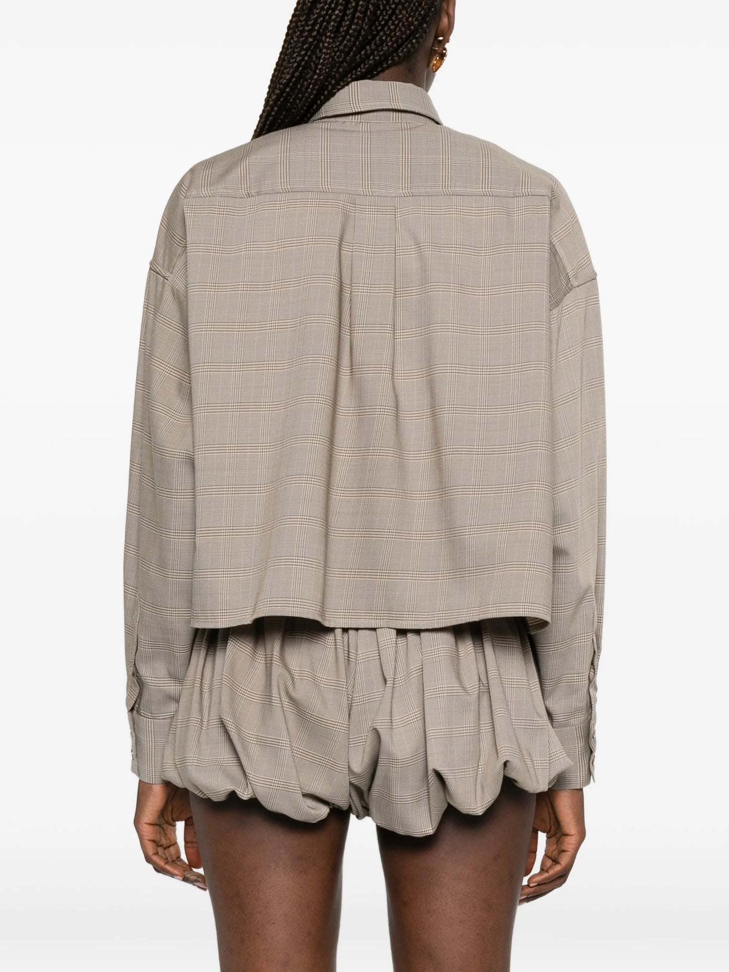 Arlen boxy shirt - beige glen plaid
