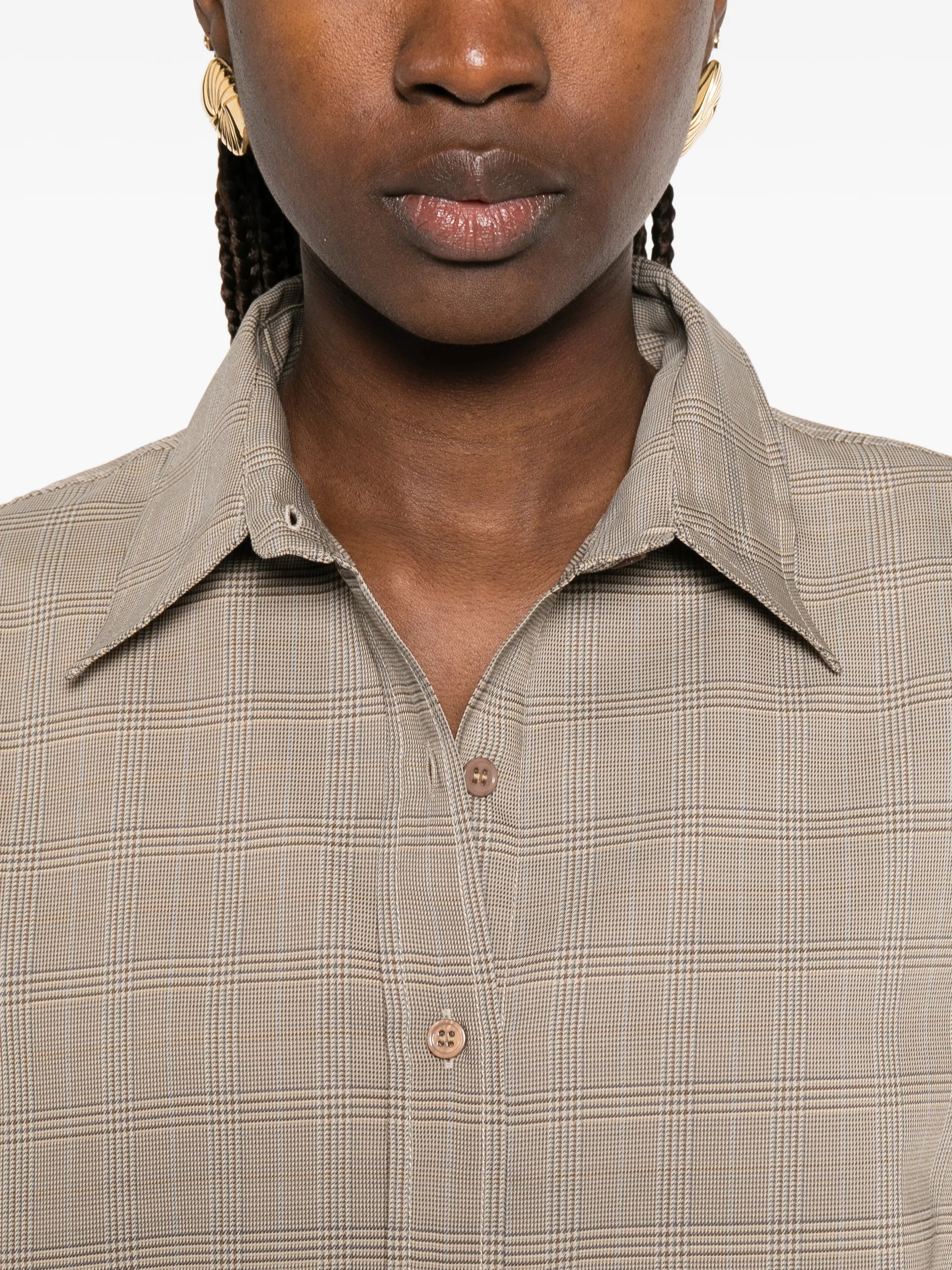 Arlen boxy shirt - beige glen plaid