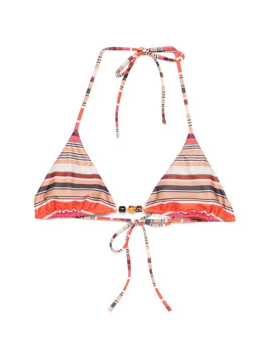 Leone striped-pattern bikini top