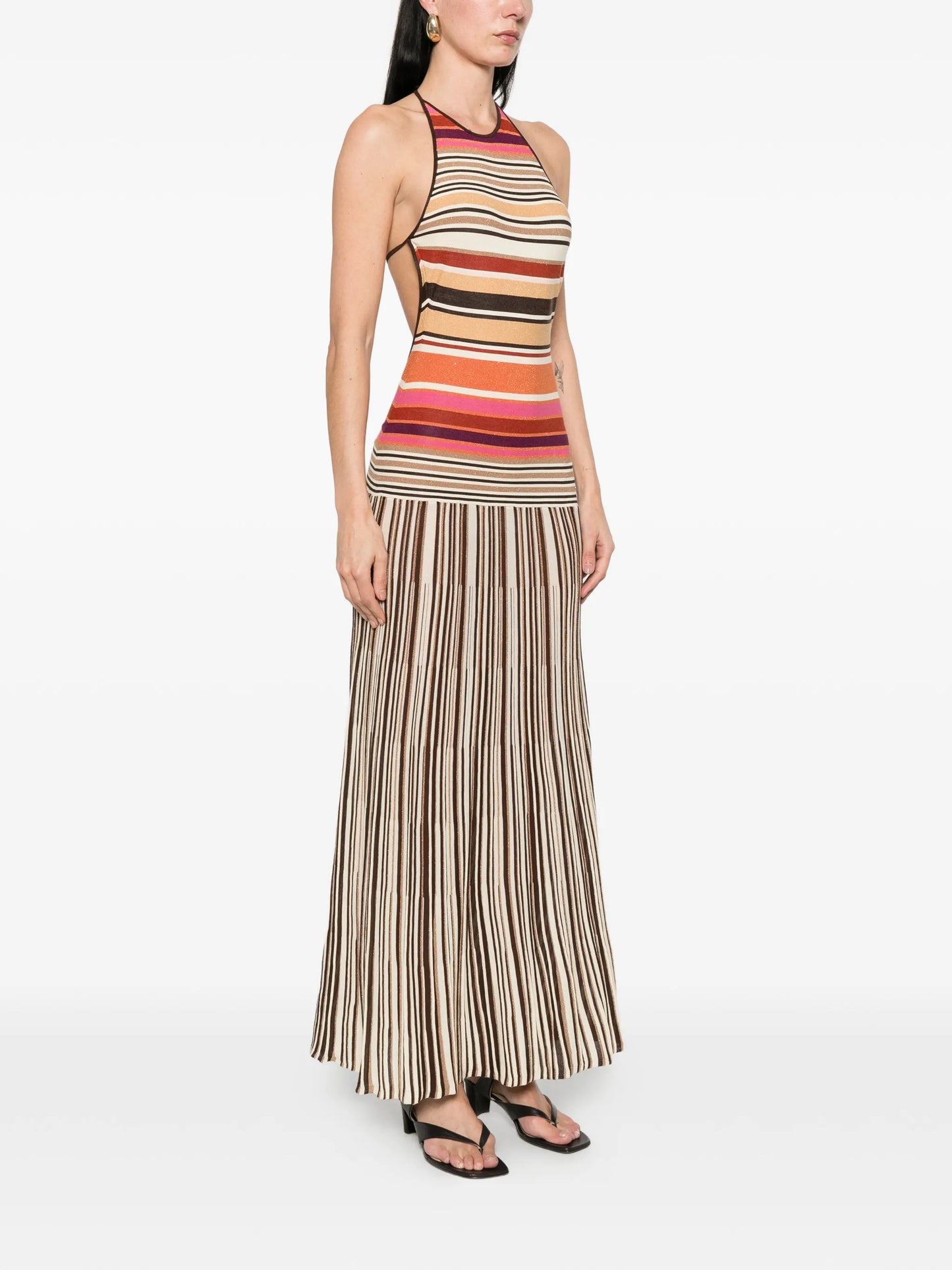 Maretta striped halterneck dress