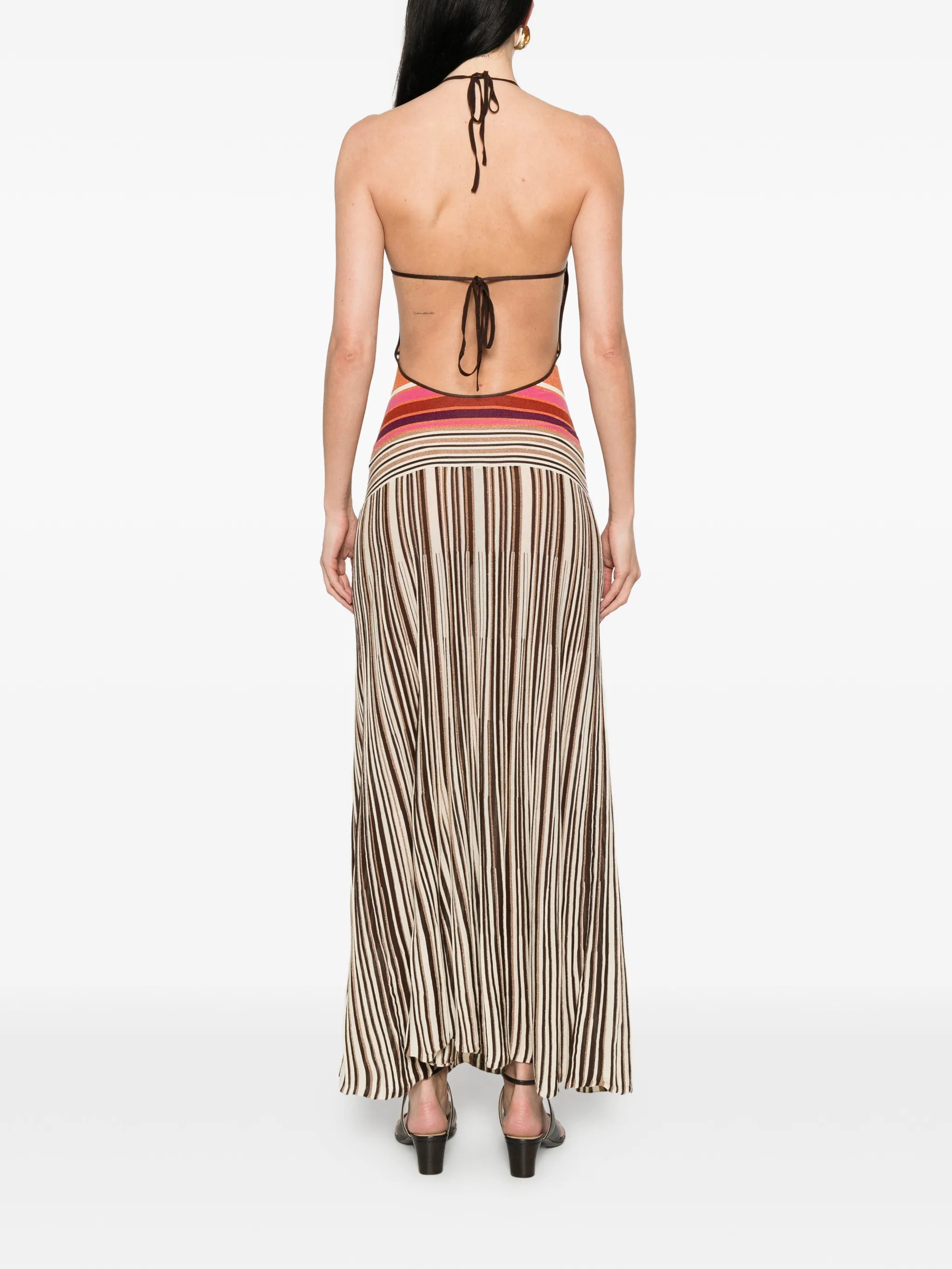 Maretta striped halterneck dress