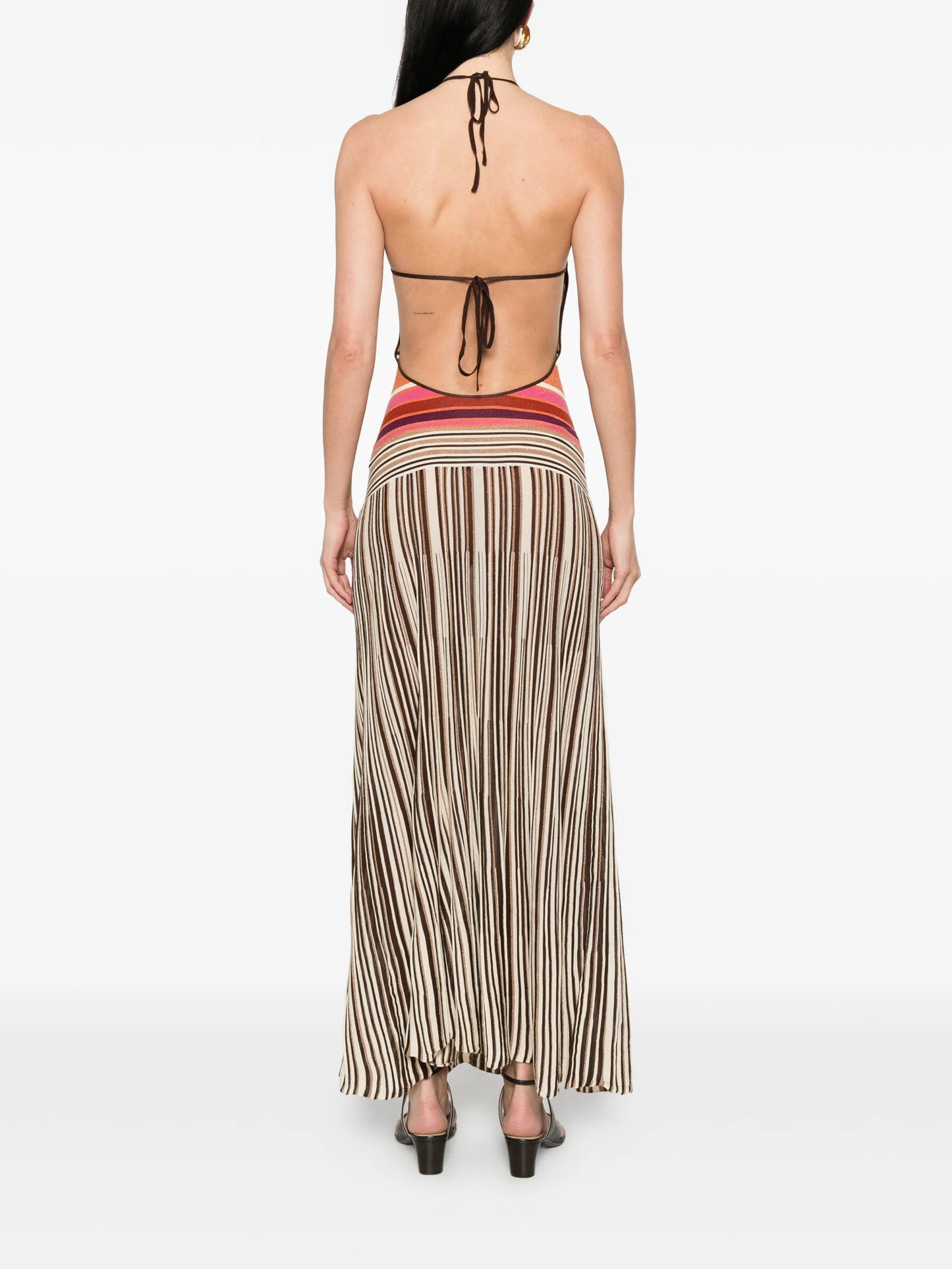 Maretta striped halterneck dress