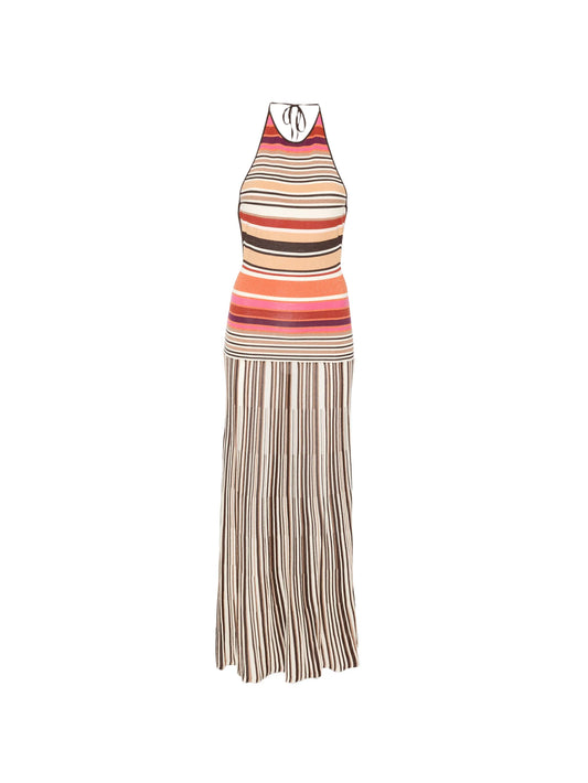 Maretta striped halterneck dress