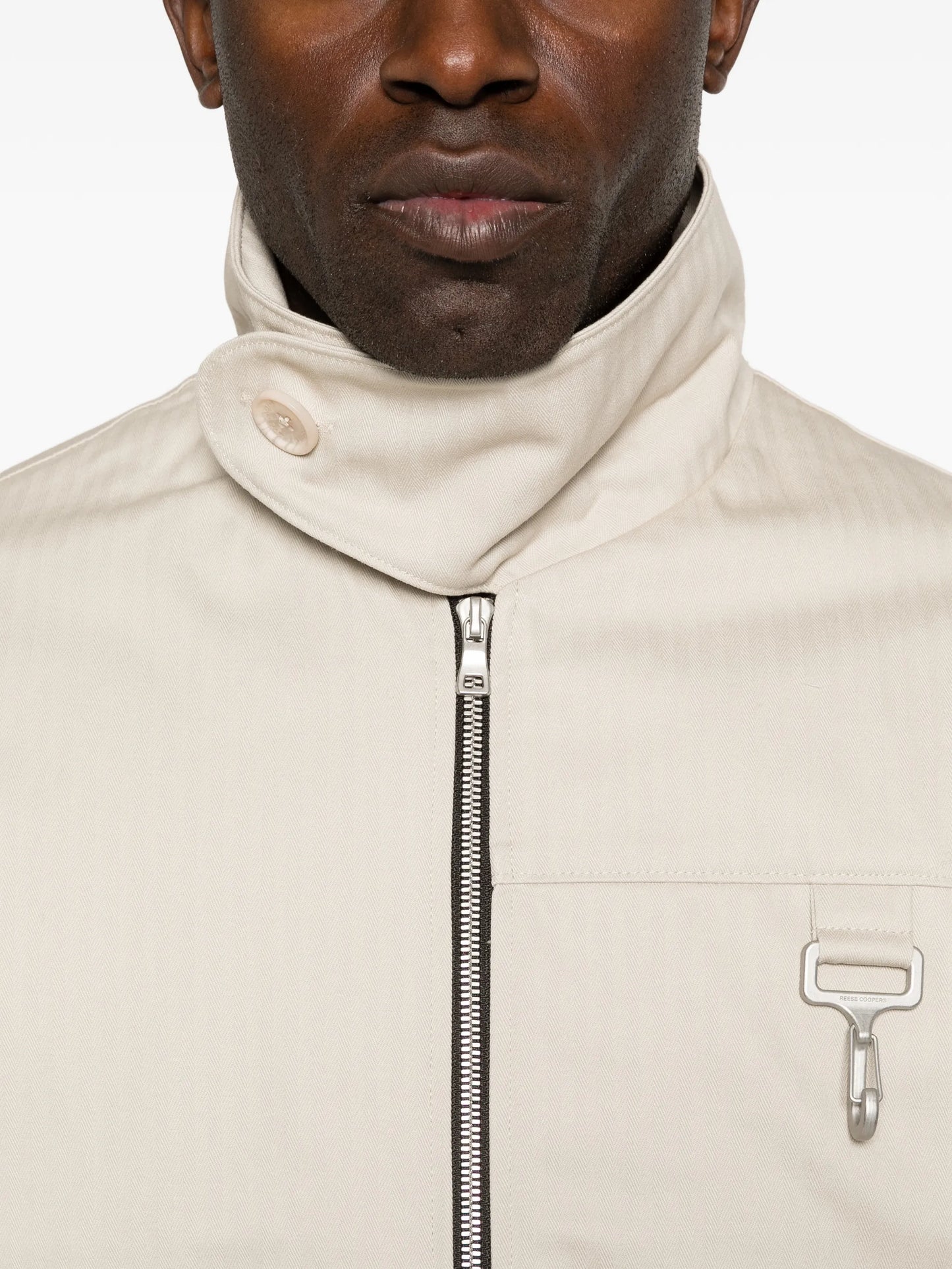 herringbone zip-up jacket