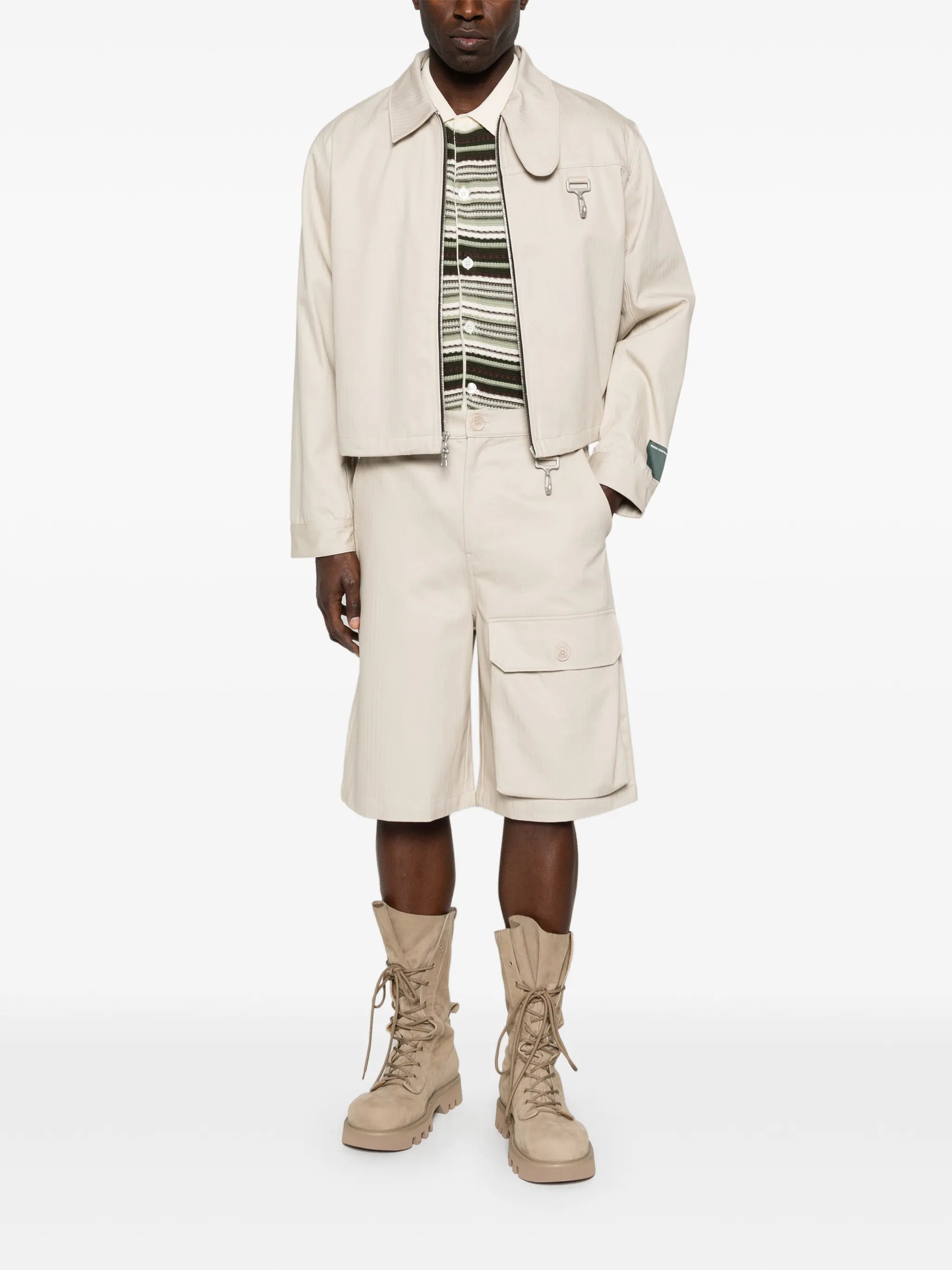 herringbone zip-up jacket