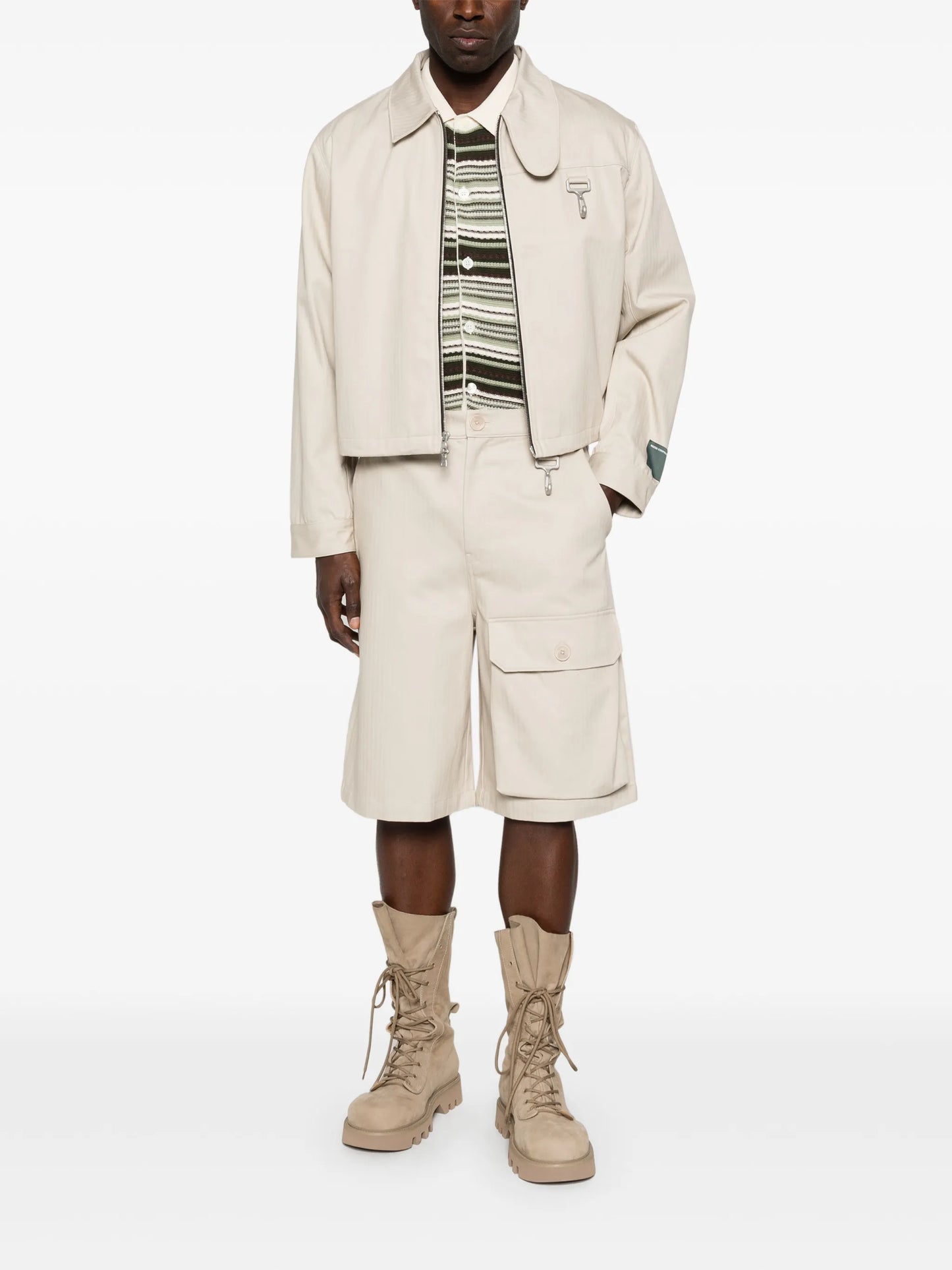 herringbone zip-up jacket