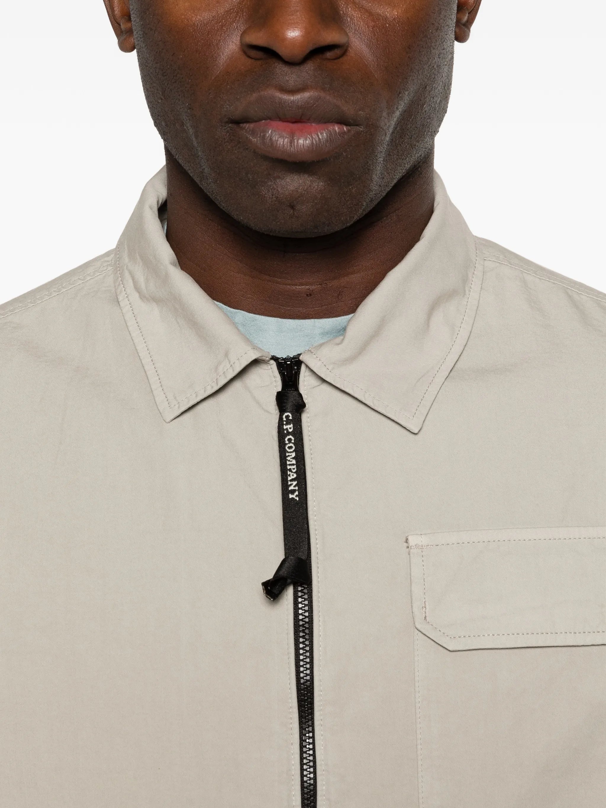 organic gabardine zipped Lens overshirt
