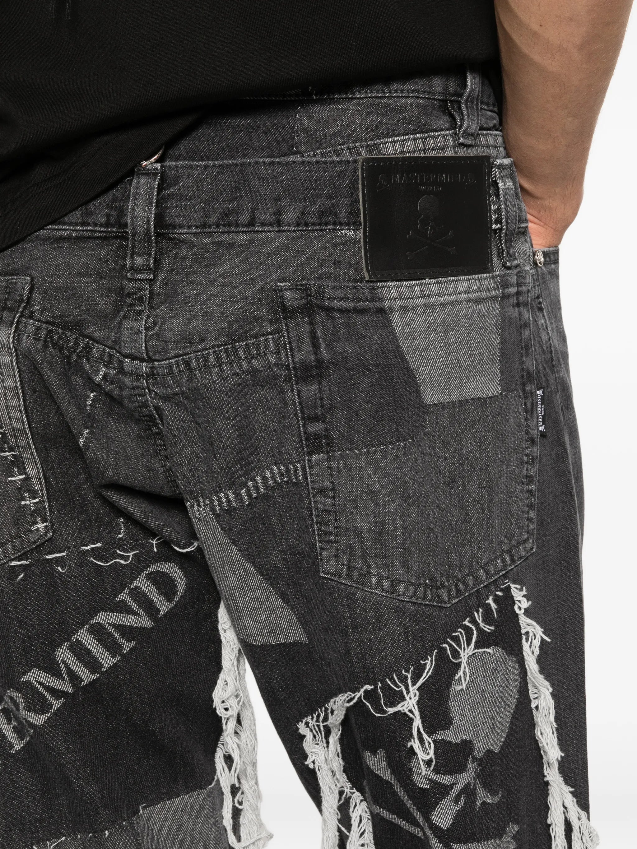 patchwork cotton jeans