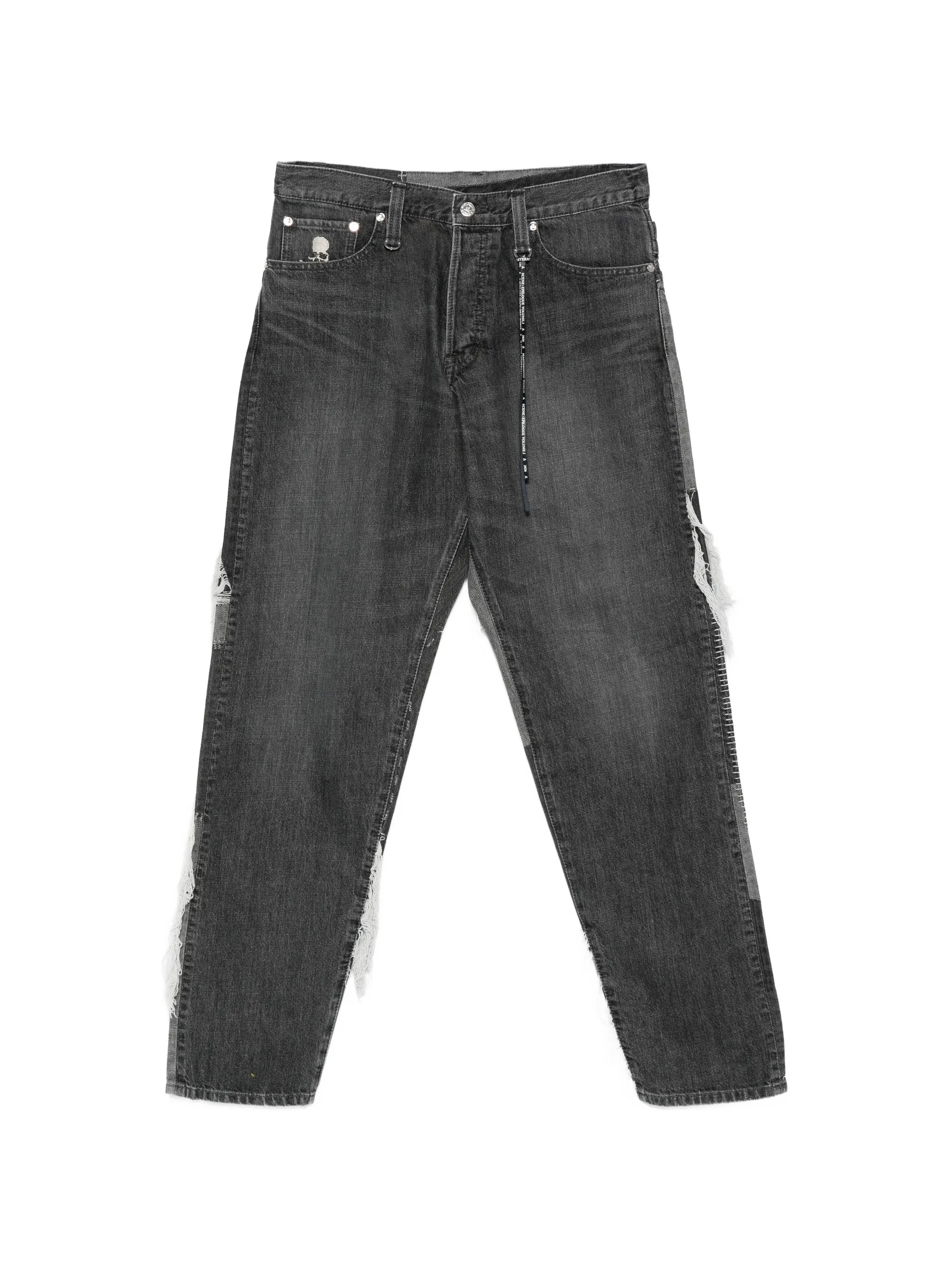 patchwork cotton jeans