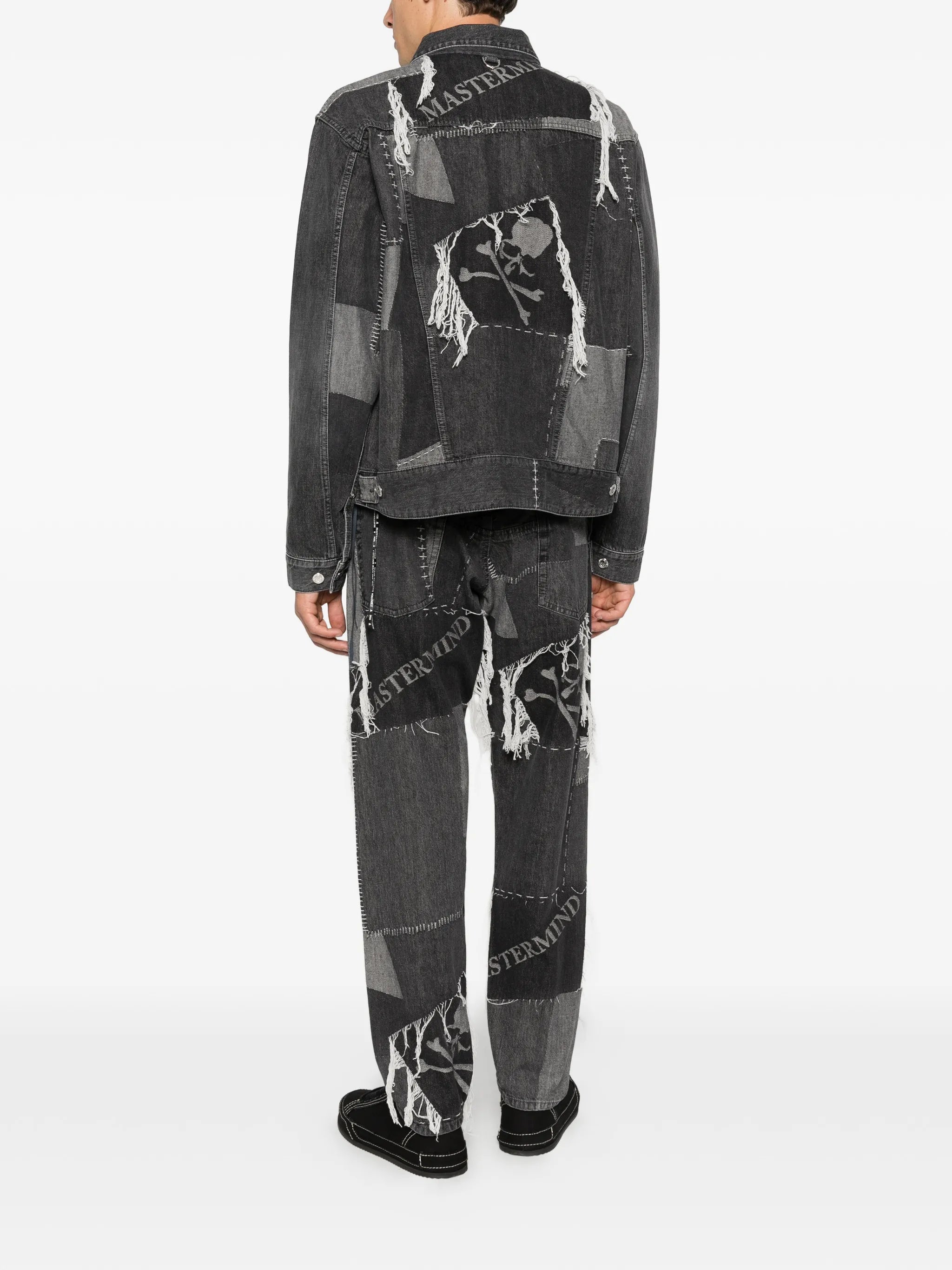 patchwork cotton jeans