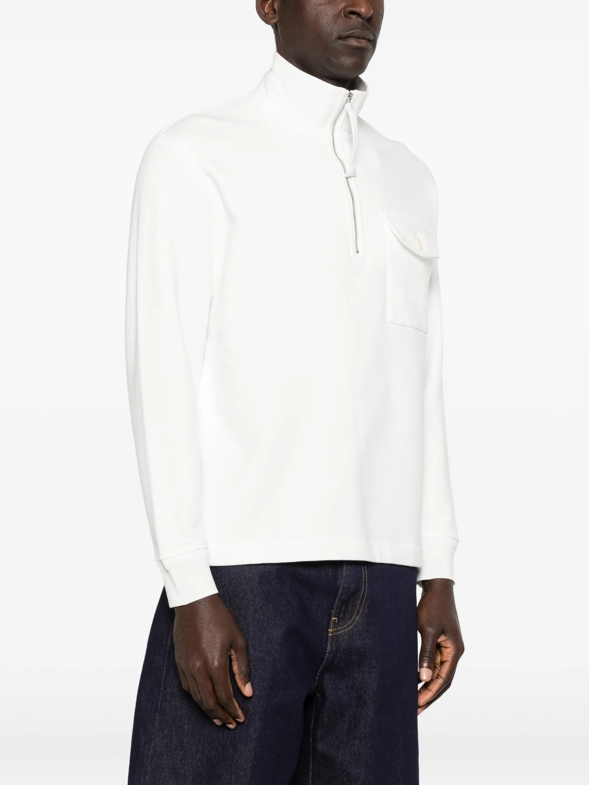 haf-zip chest-pocket sweatshirt