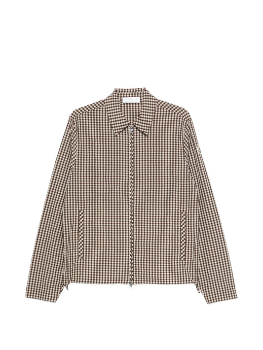 gingham crinkle shirt jacket
