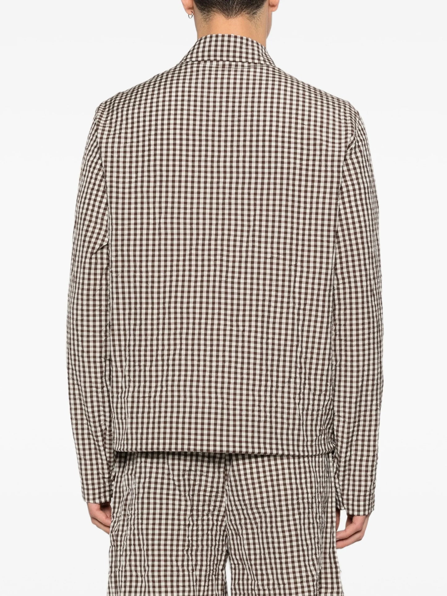 gingham crinkle shirt jacket