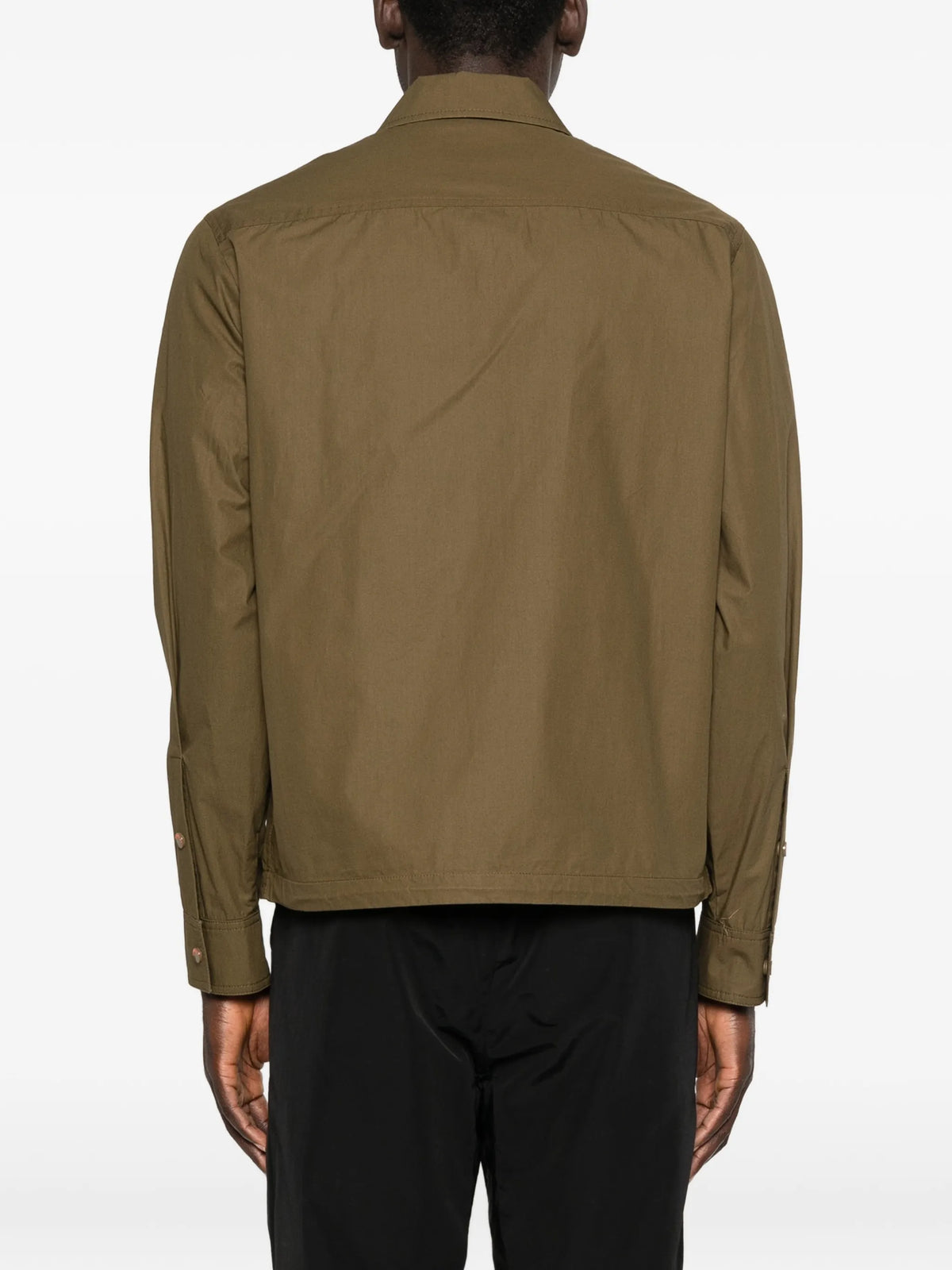 cotton poplin long sleeve zip-up shirt jacket