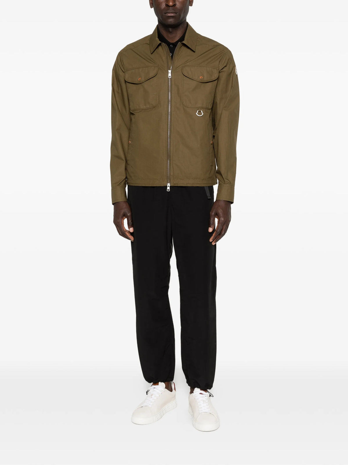 cotton poplin long sleeve zip-up shirt jacket