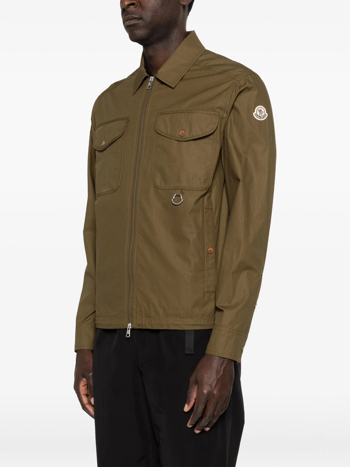 cotton poplin long sleeve zip-up shirt jacket
