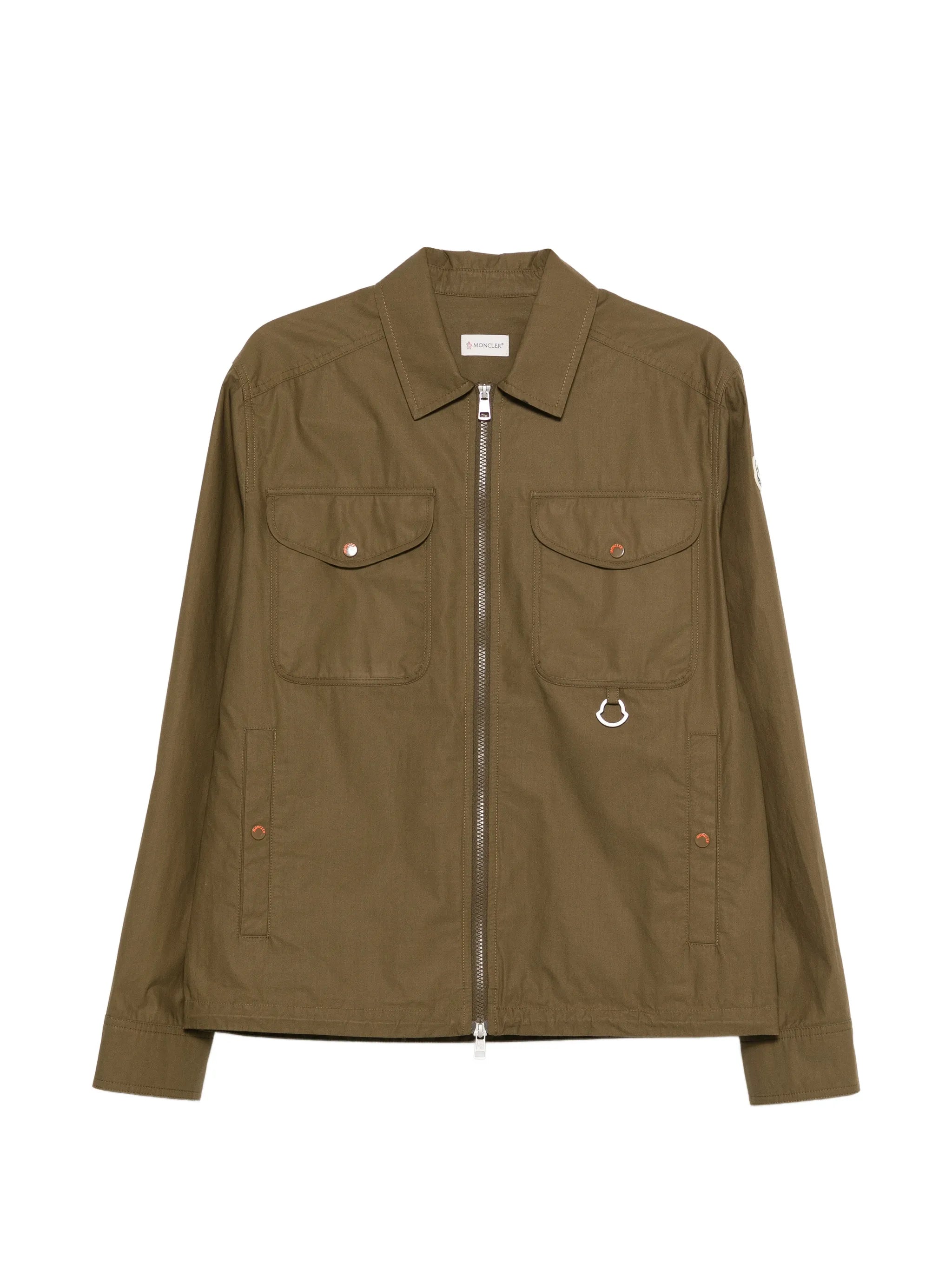 cotton poplin long sleeve zip-up shirt jacket