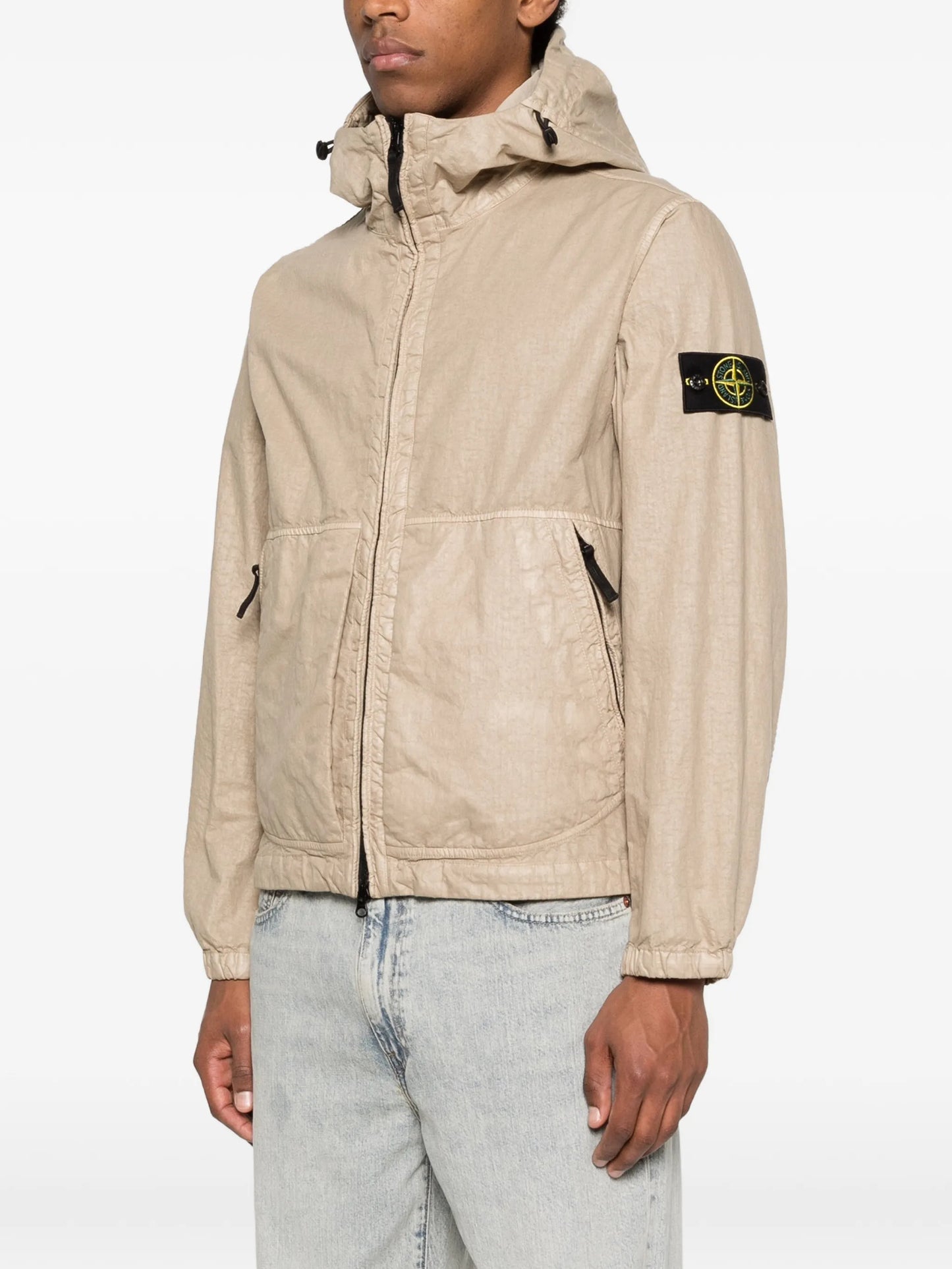 Compass-motif hooded jacket
