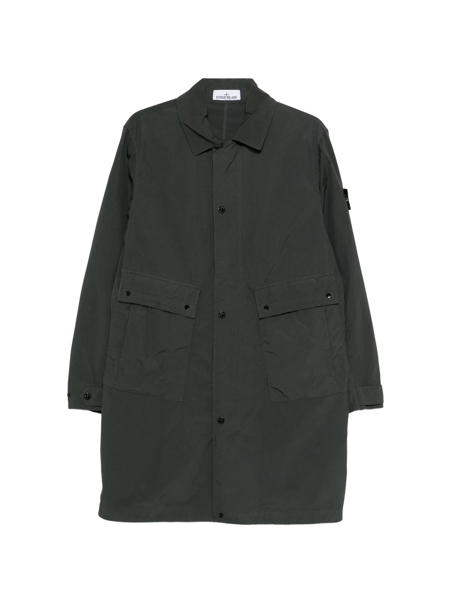 button pocket long parka coat