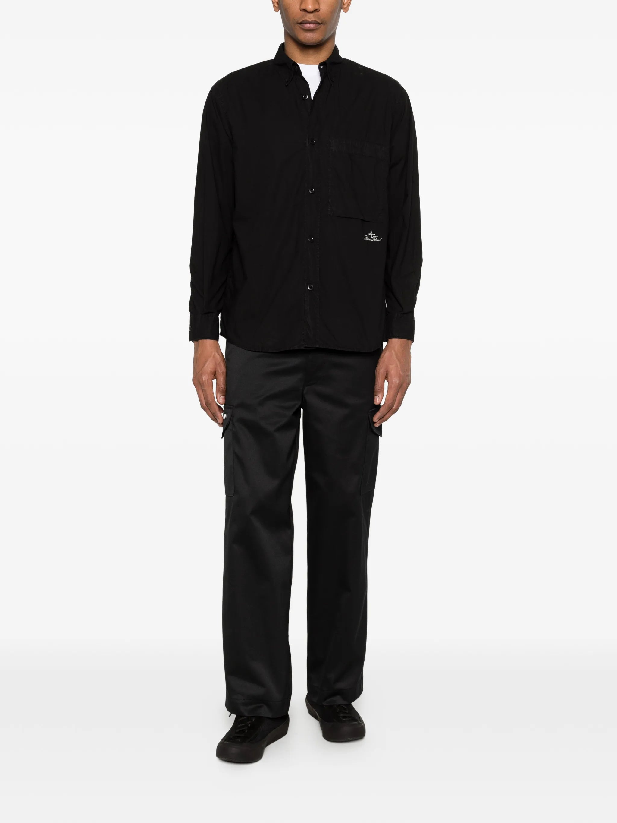 chest-pocket embroidery shirt