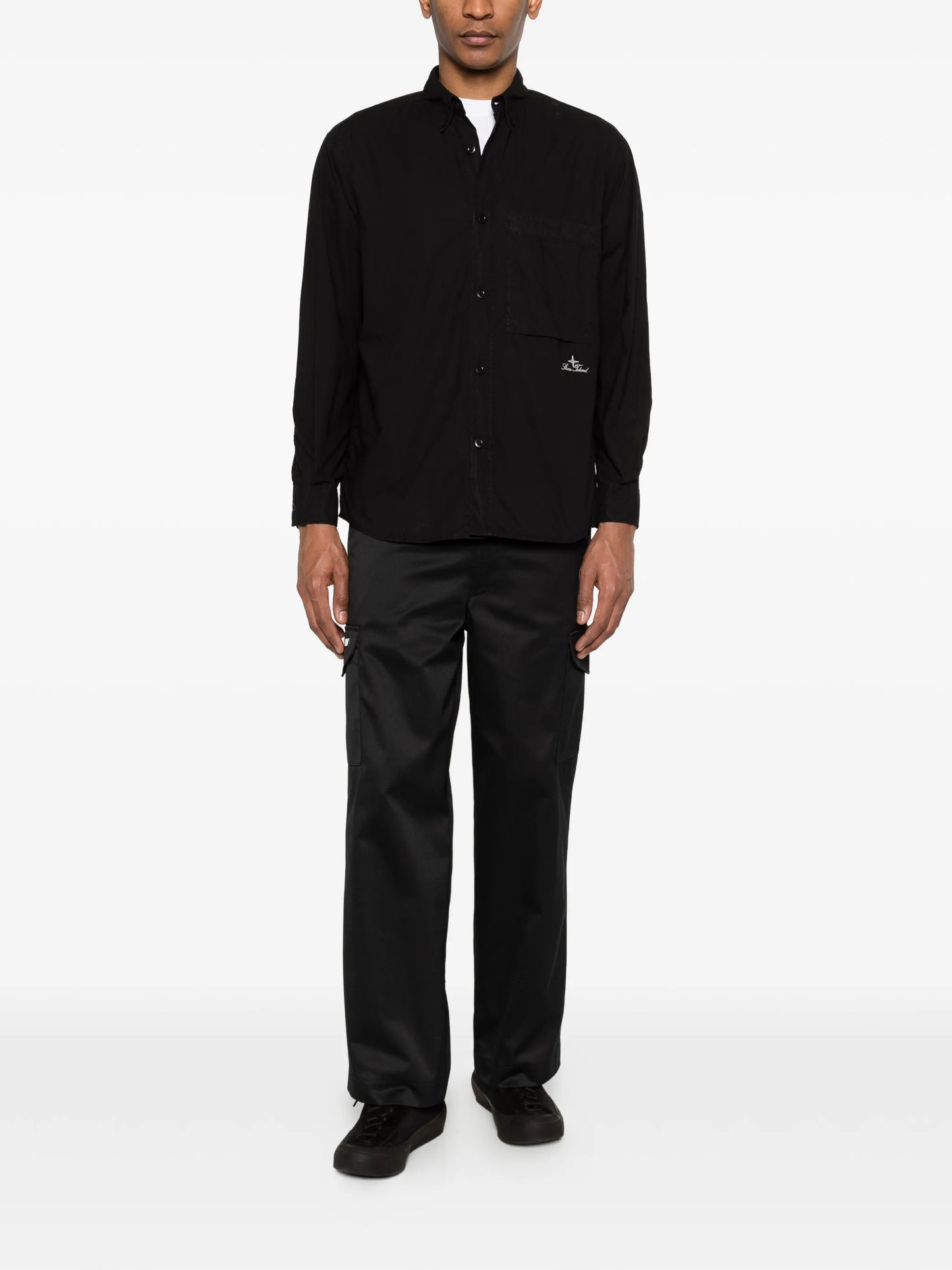 chest-pocket embroidery shirt