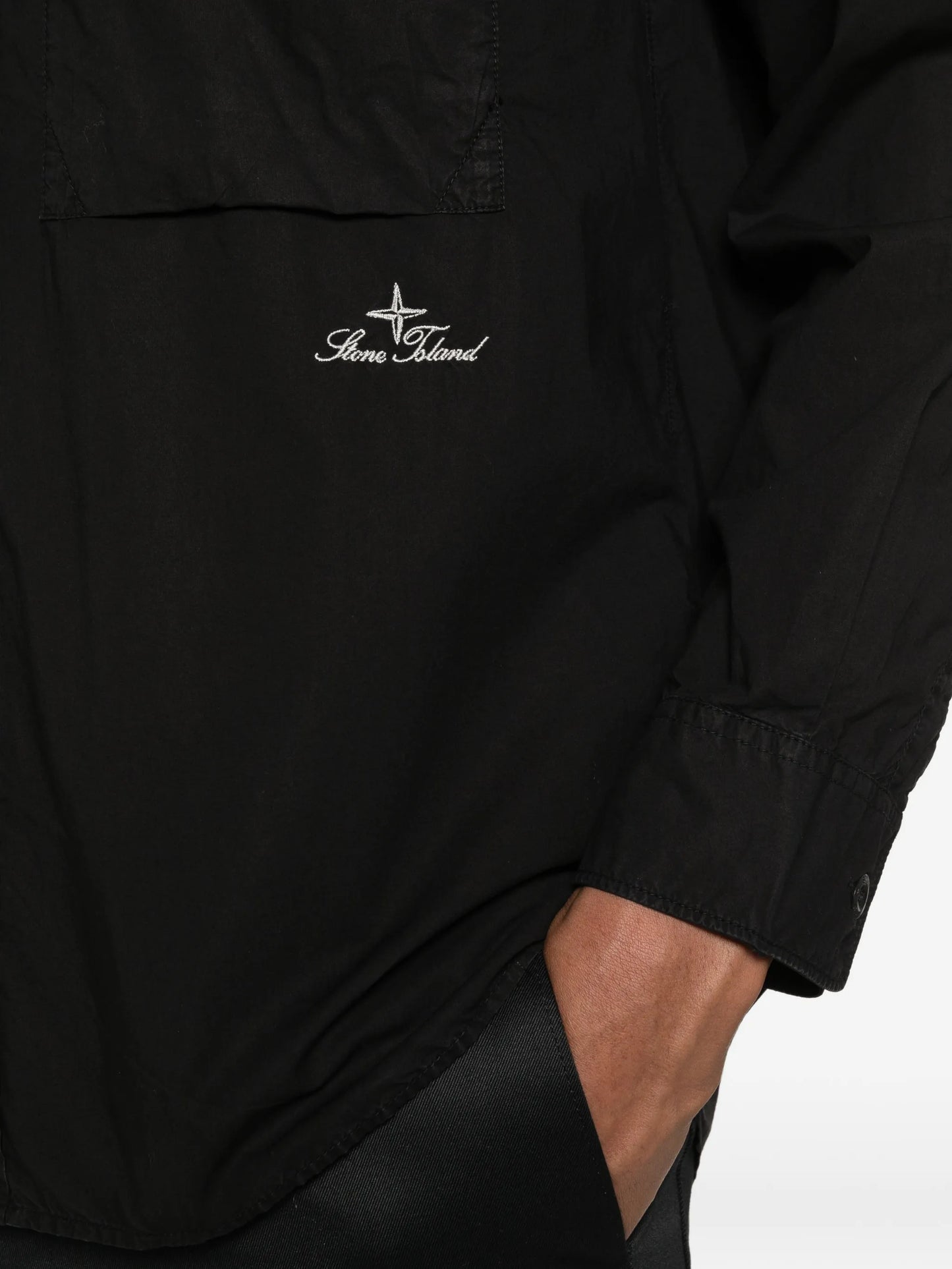 chest-pocket embroidery shirt