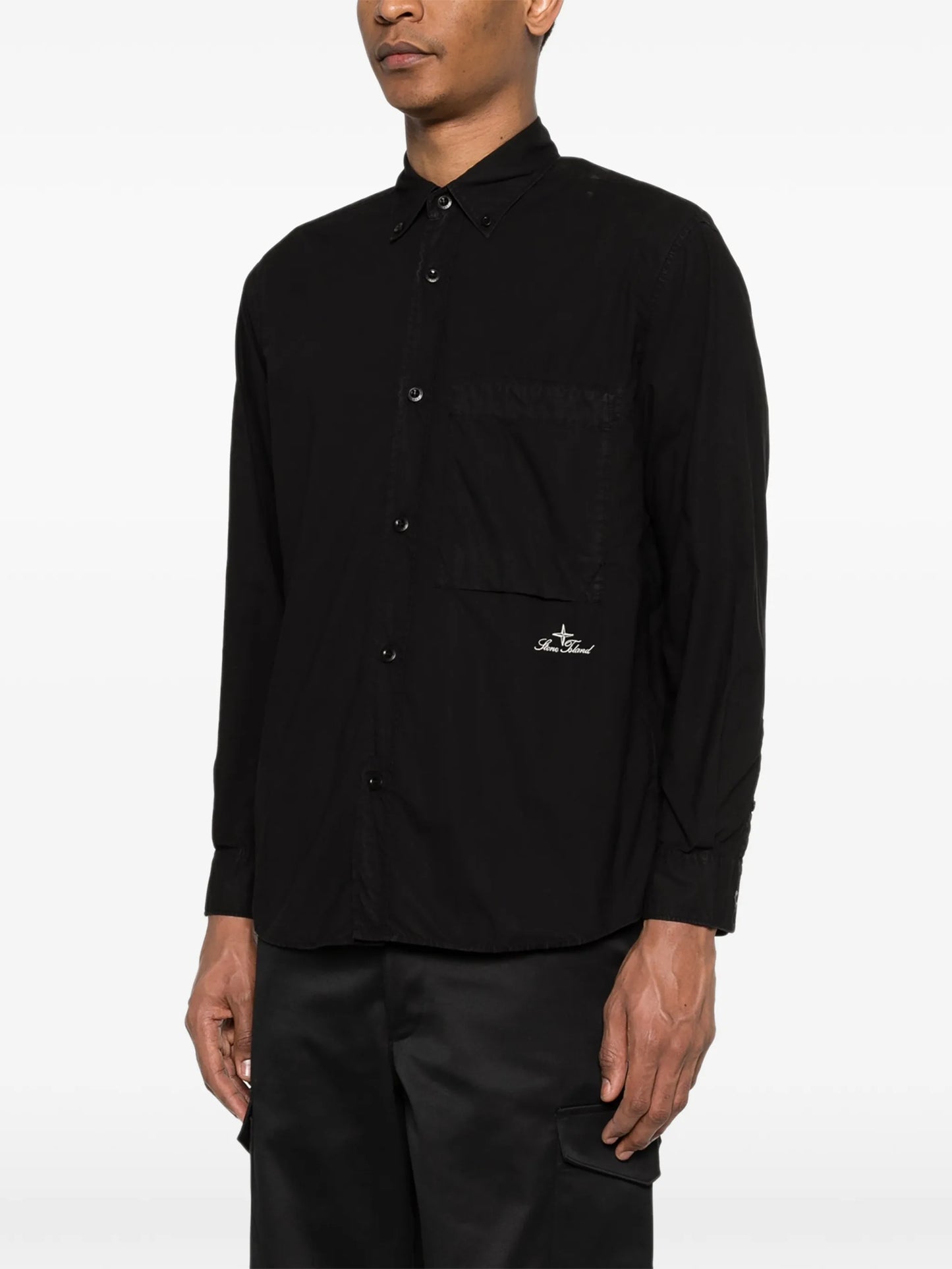 chest-pocket embroidery shirt