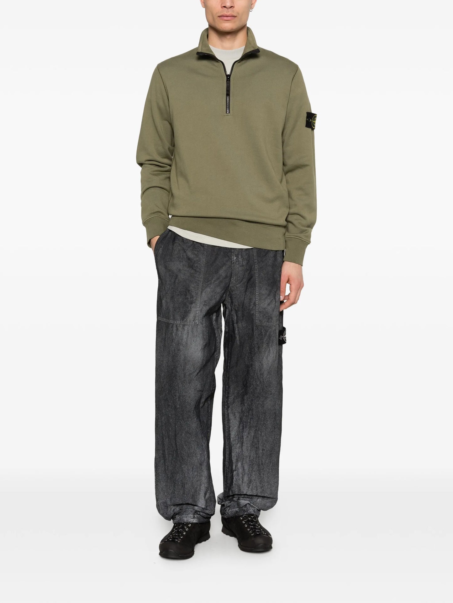 logo-patch half-zip sweater