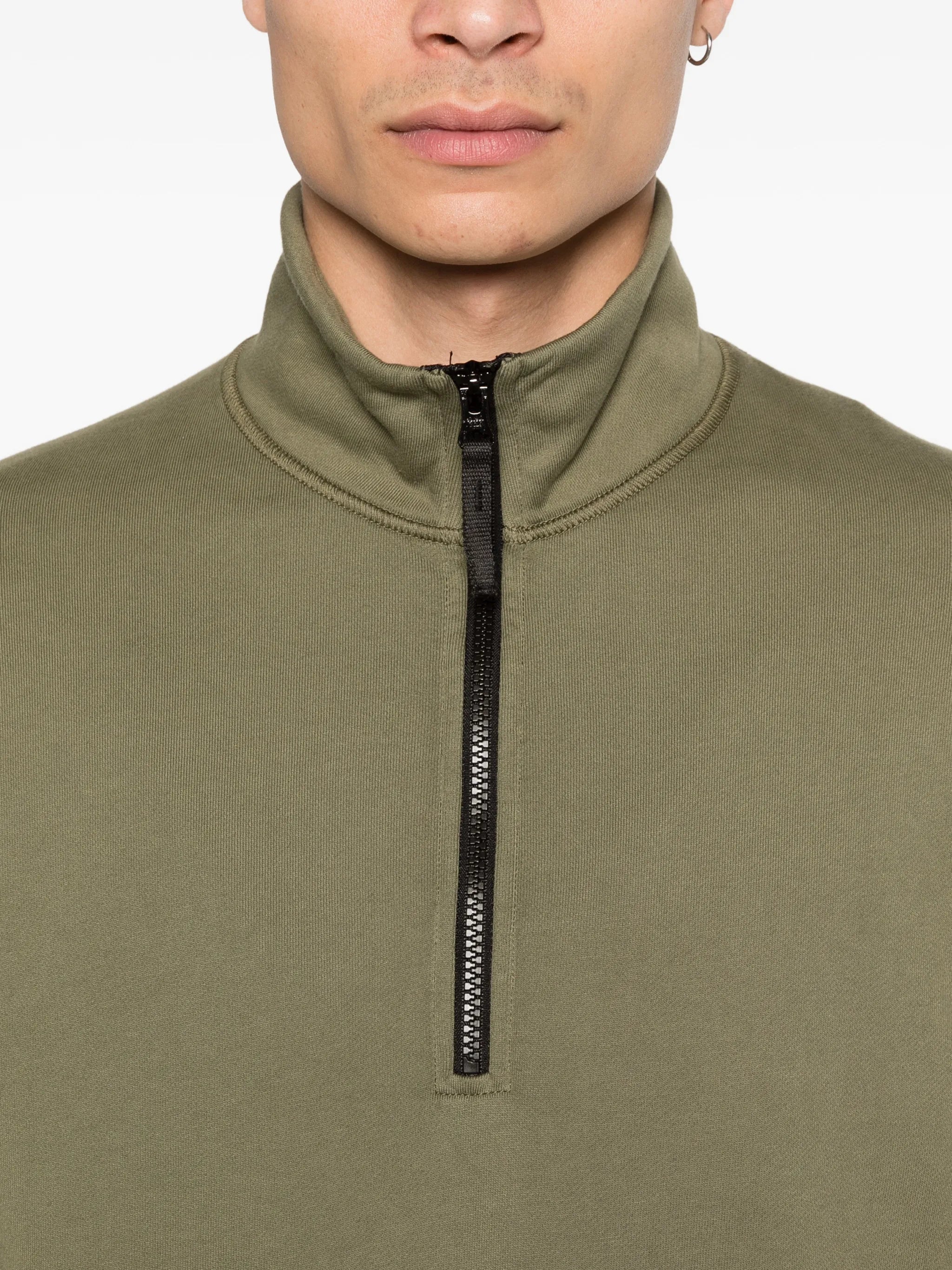 logo-patch half-zip sweater