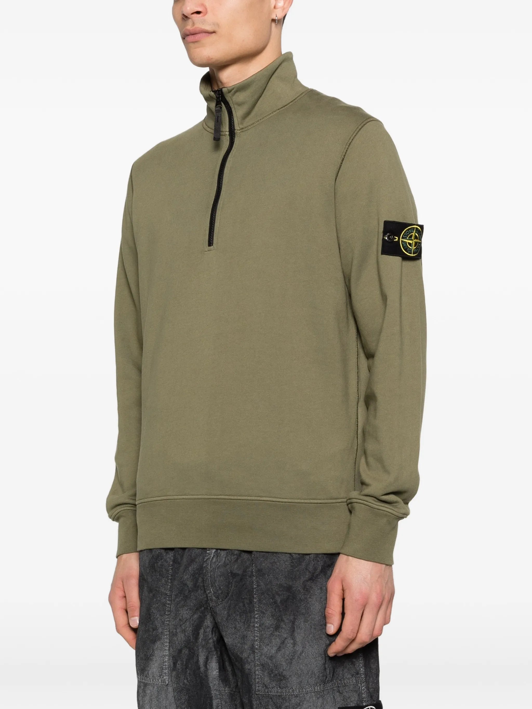 logo-patch half-zip sweater