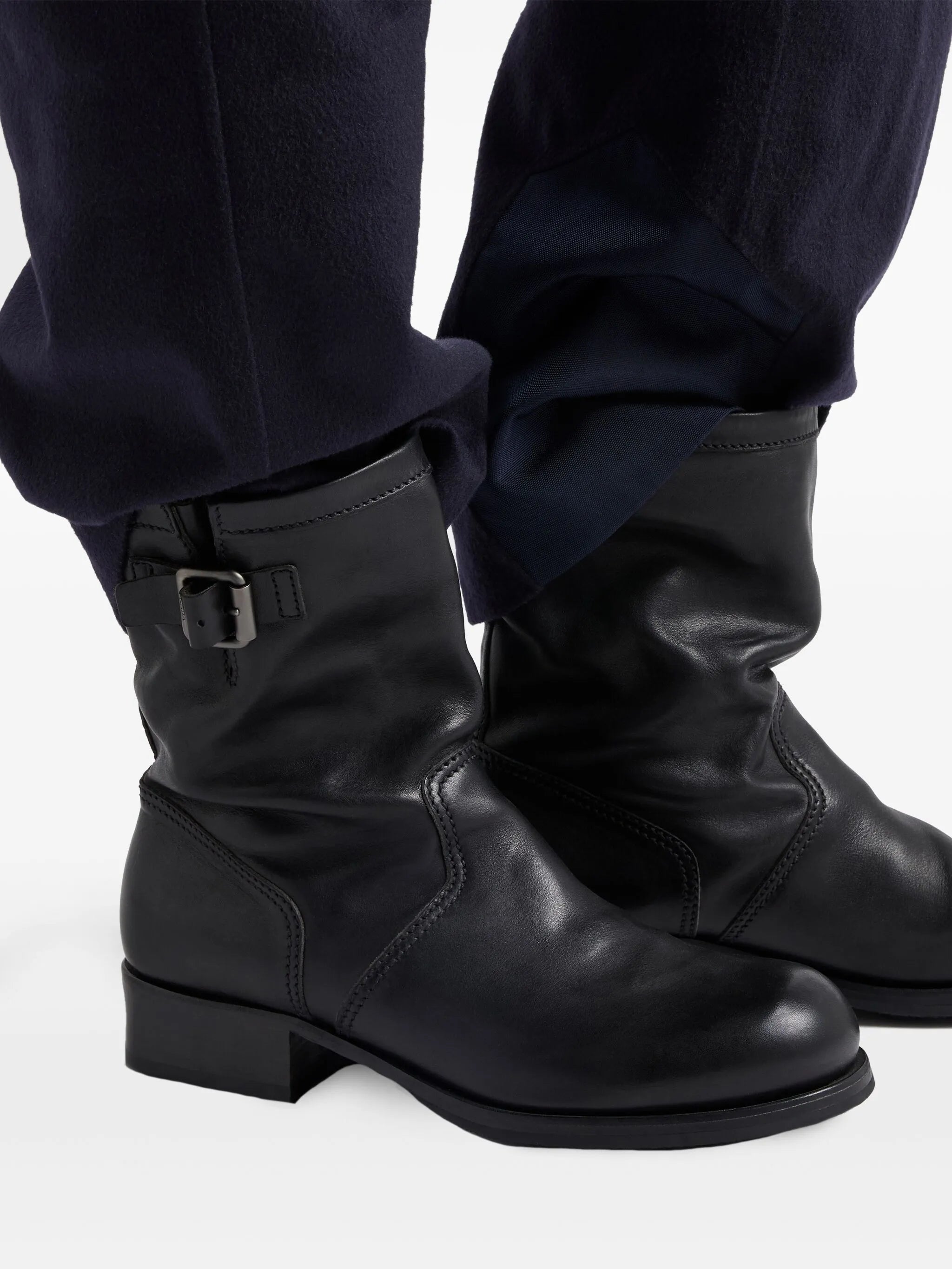leather mid-calf boots