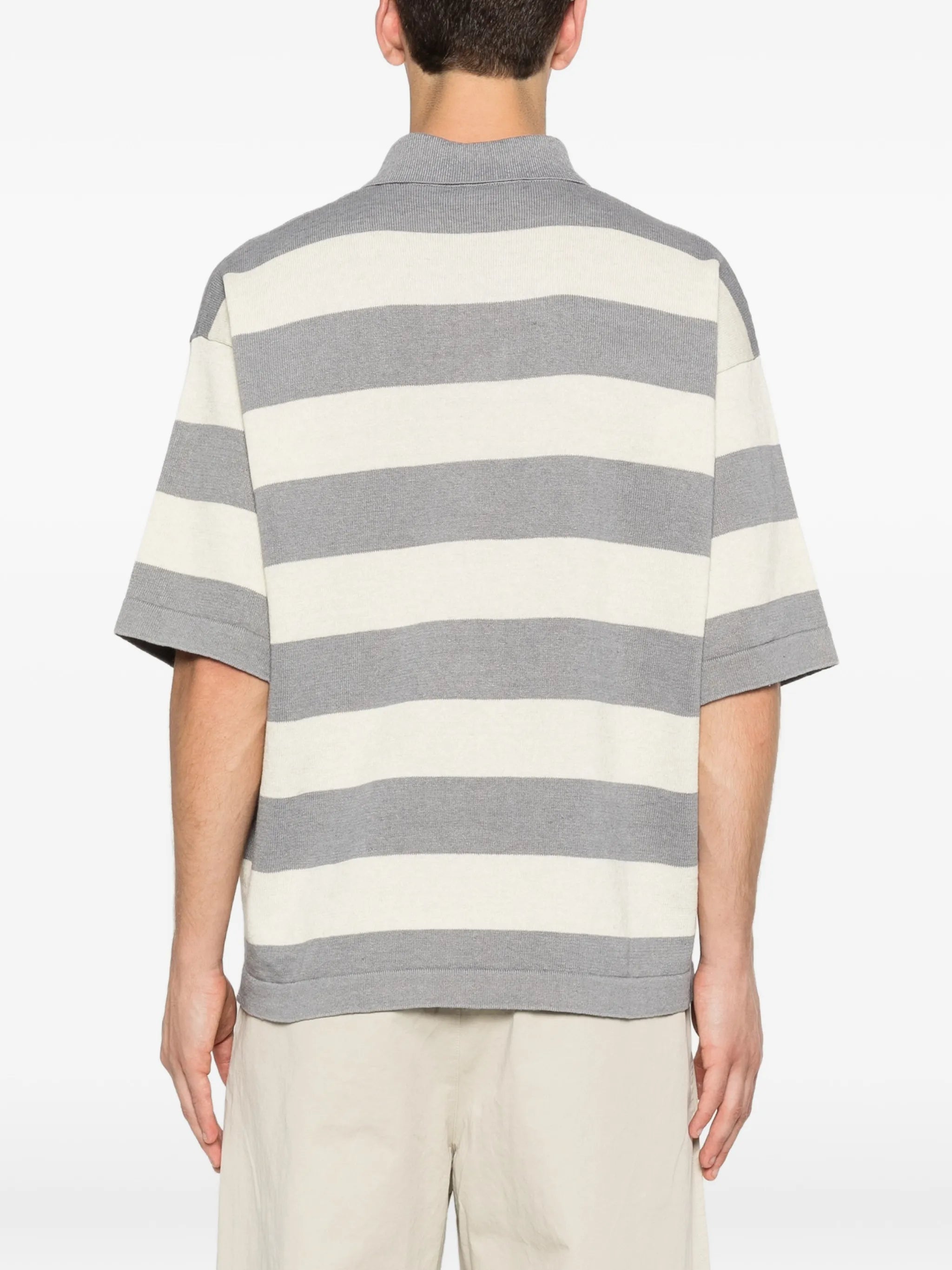 striped knit polo shirt