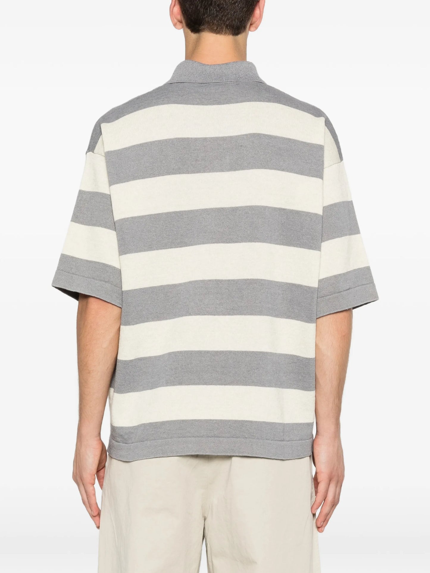 striped knit polo shirt