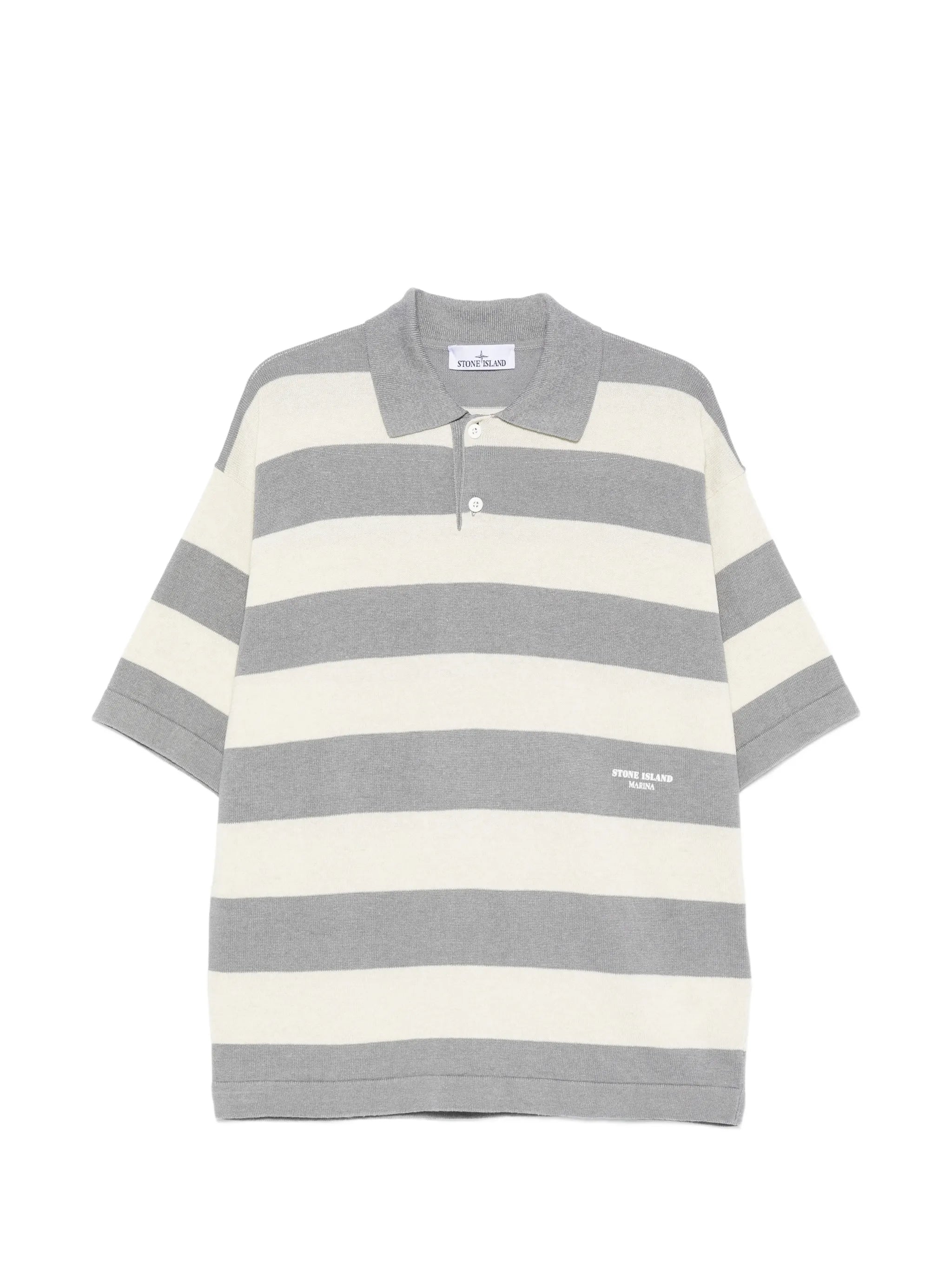 striped knit polo shirt