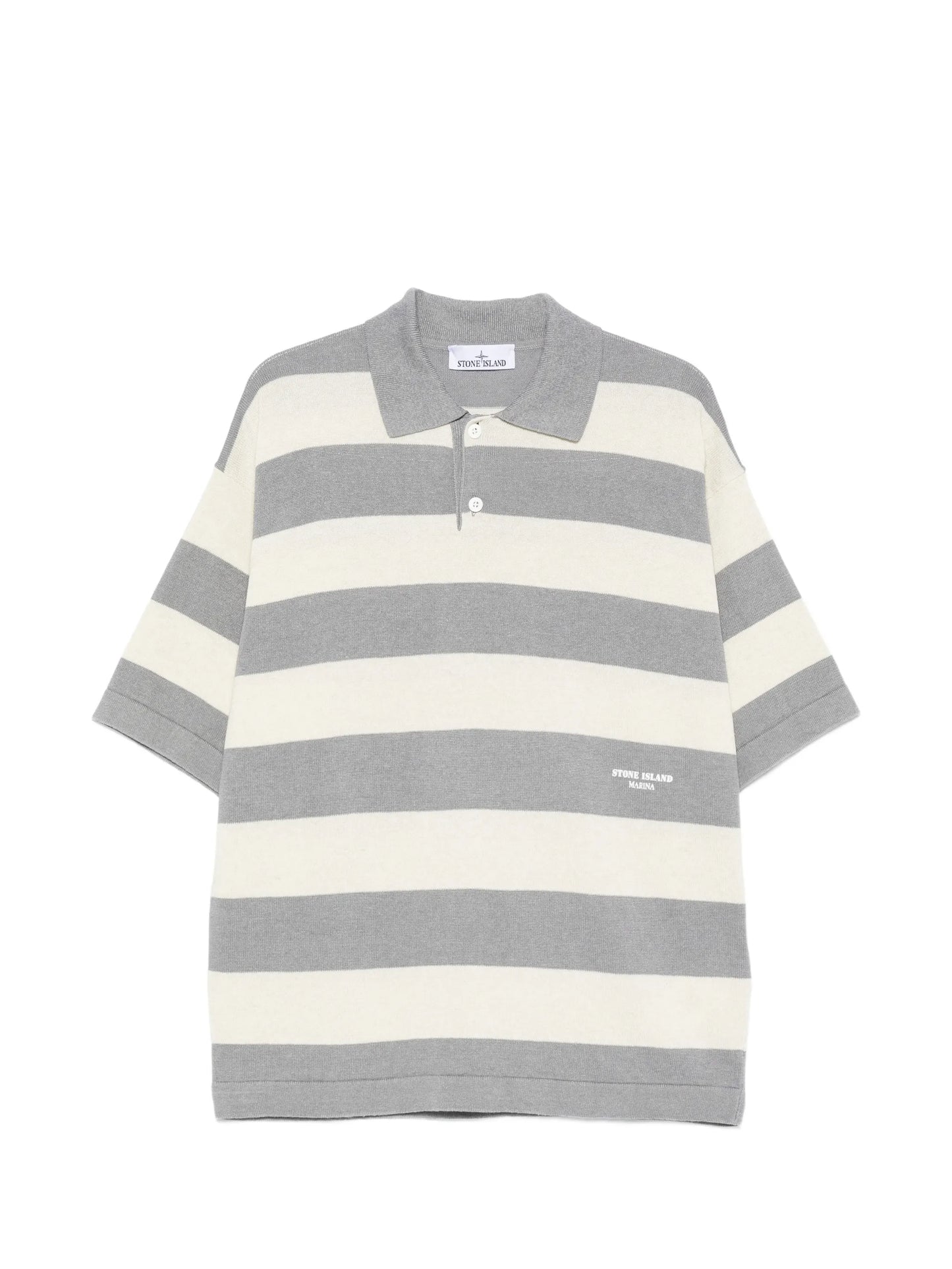 striped knit polo shirt