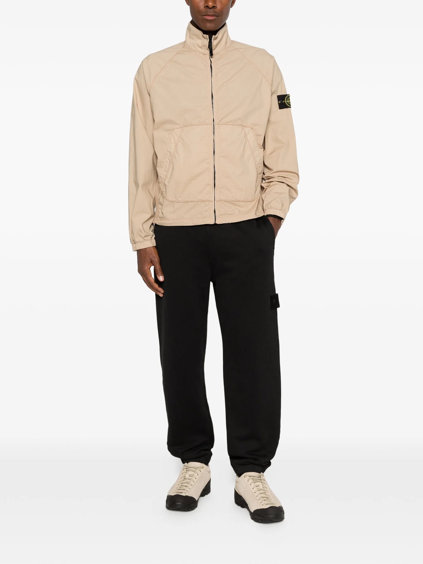 logo-patch oversized-fit zip-up jacket