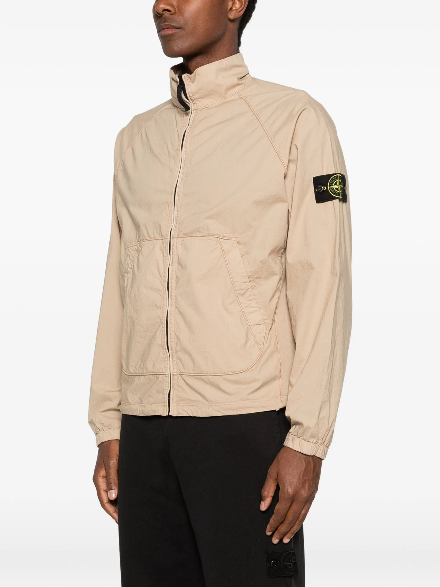 logo-patch oversized-fit zip-up jacket