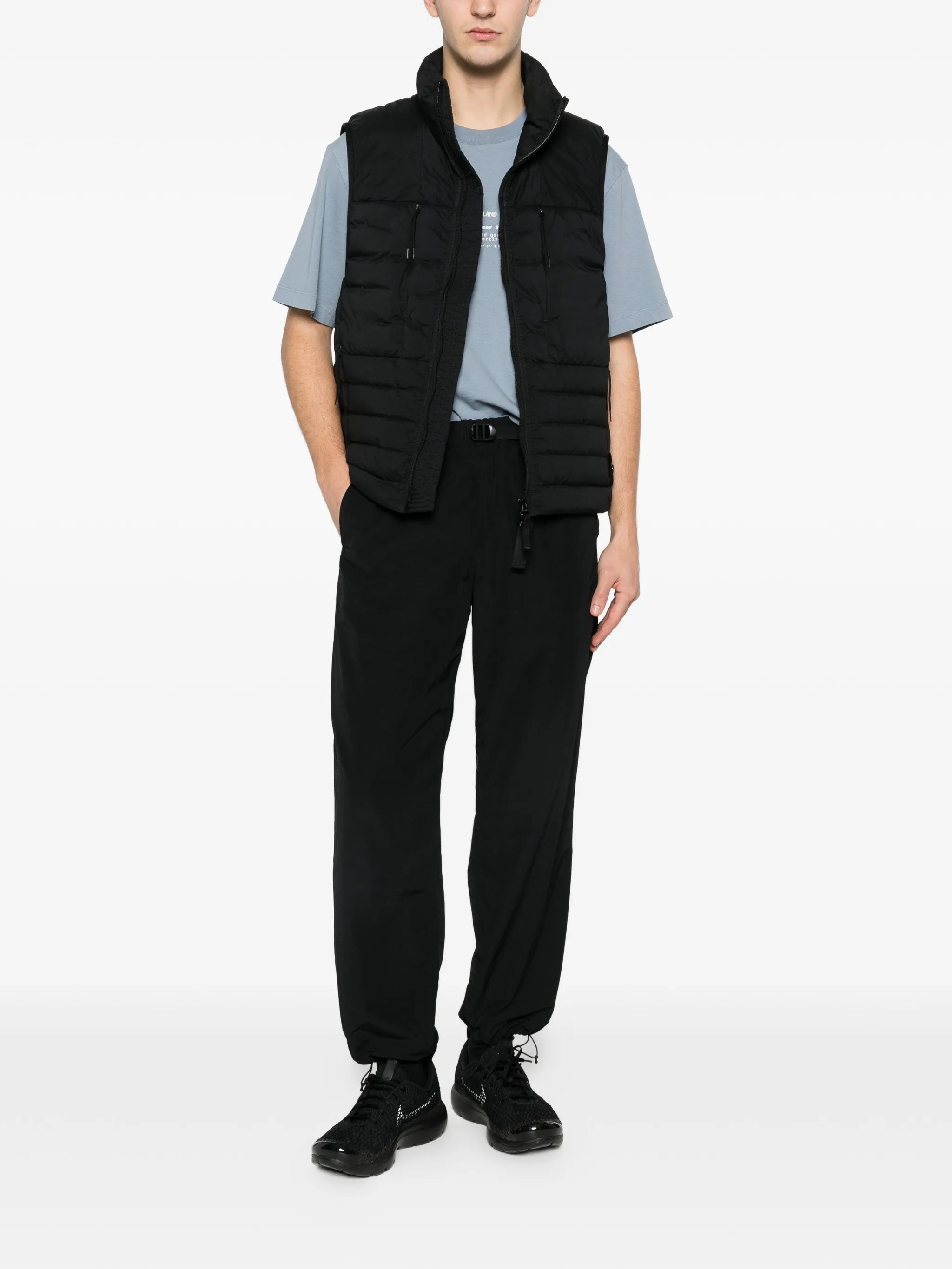 G100007 seamless tunnel nylon down-TC down vest with anti-drop