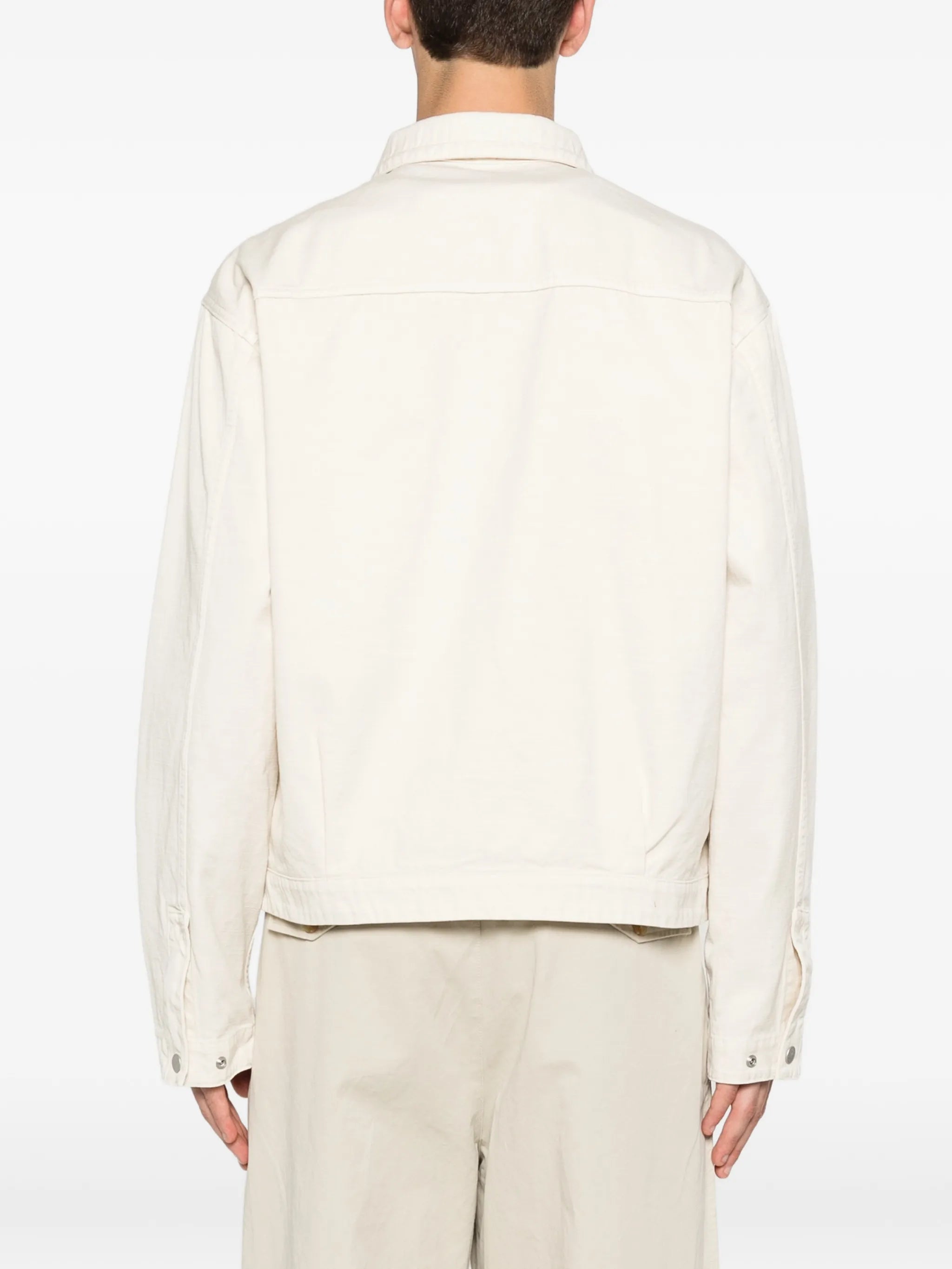 logo-embroidered shirt jacket
