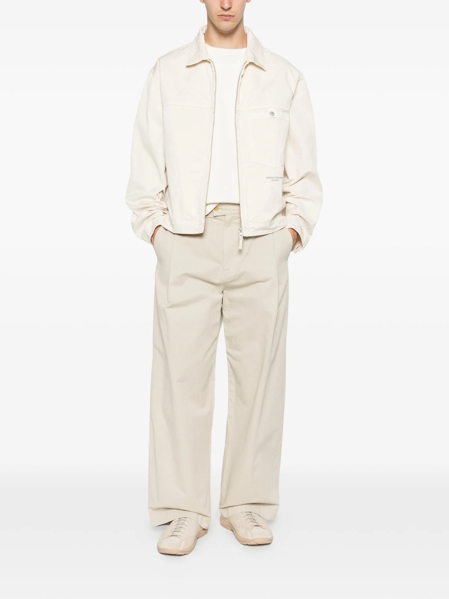 logo-embroidered shirt jacket